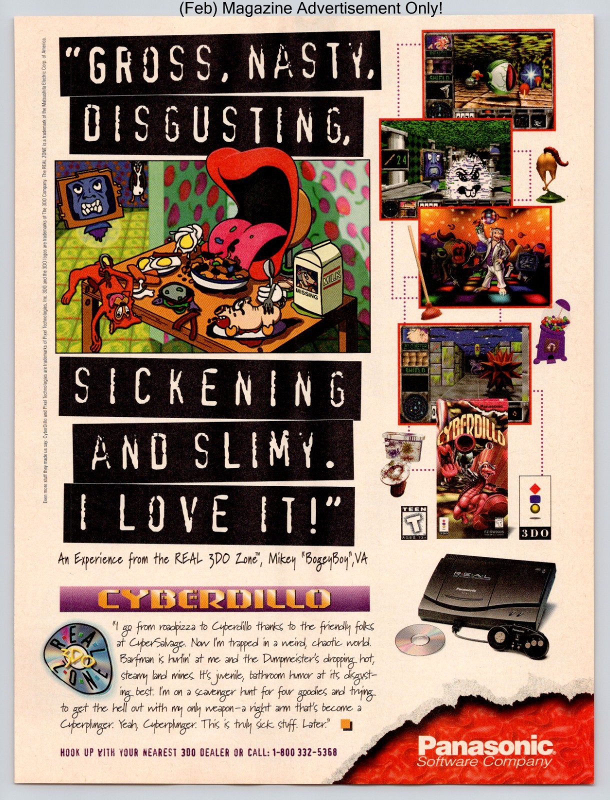 Cyberdillo 3DO Panasonic Weird Gross Shooter Surreal 1996 Full Page Print Ad
