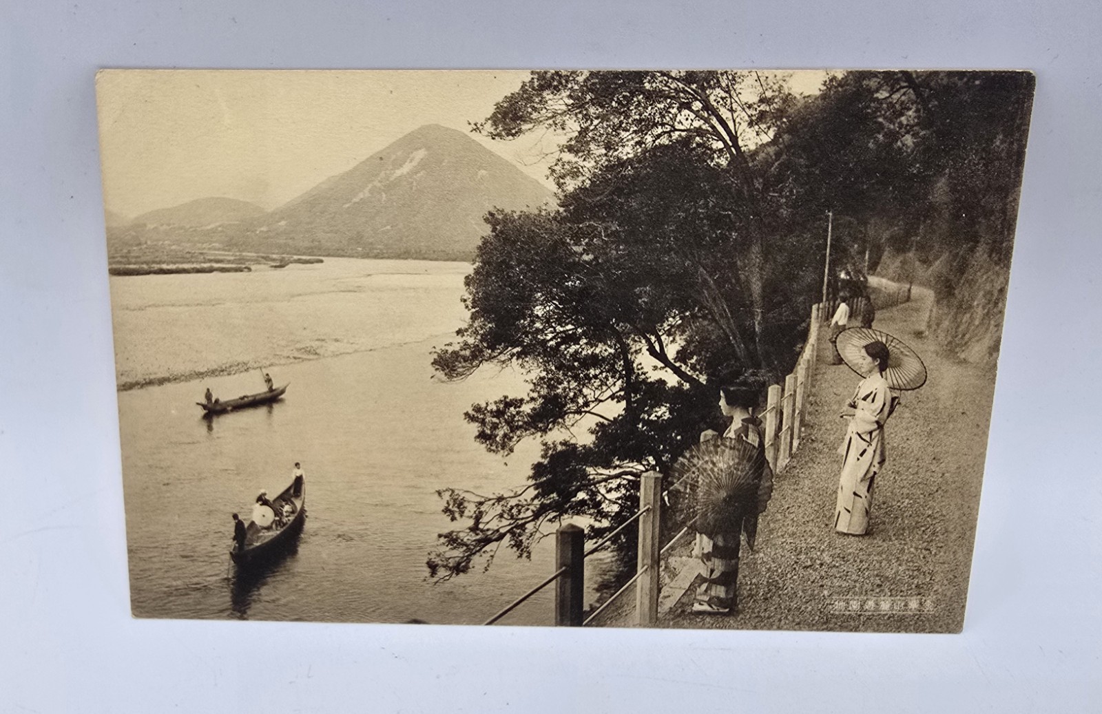 1900’s RPPC Photo-Japan Nagara River, Gifu Prefecture Kinkazan Scenic Meiji Era
