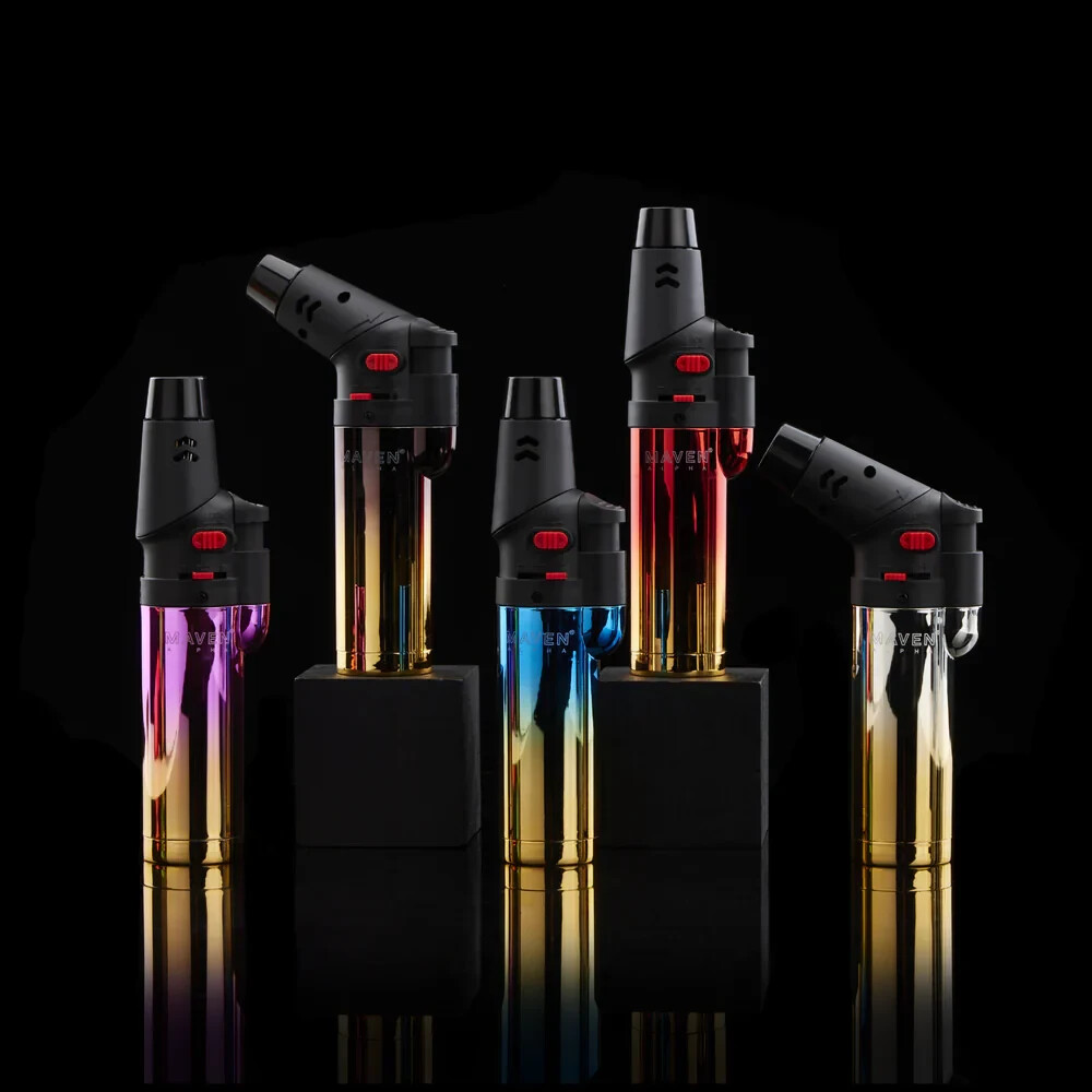 😎2 x MAVEN ALPHA CHROME ✨ JET FLAME TORCH LIGHTER 🌟 REFILLABLE & ADJUSTABLE 🔥
