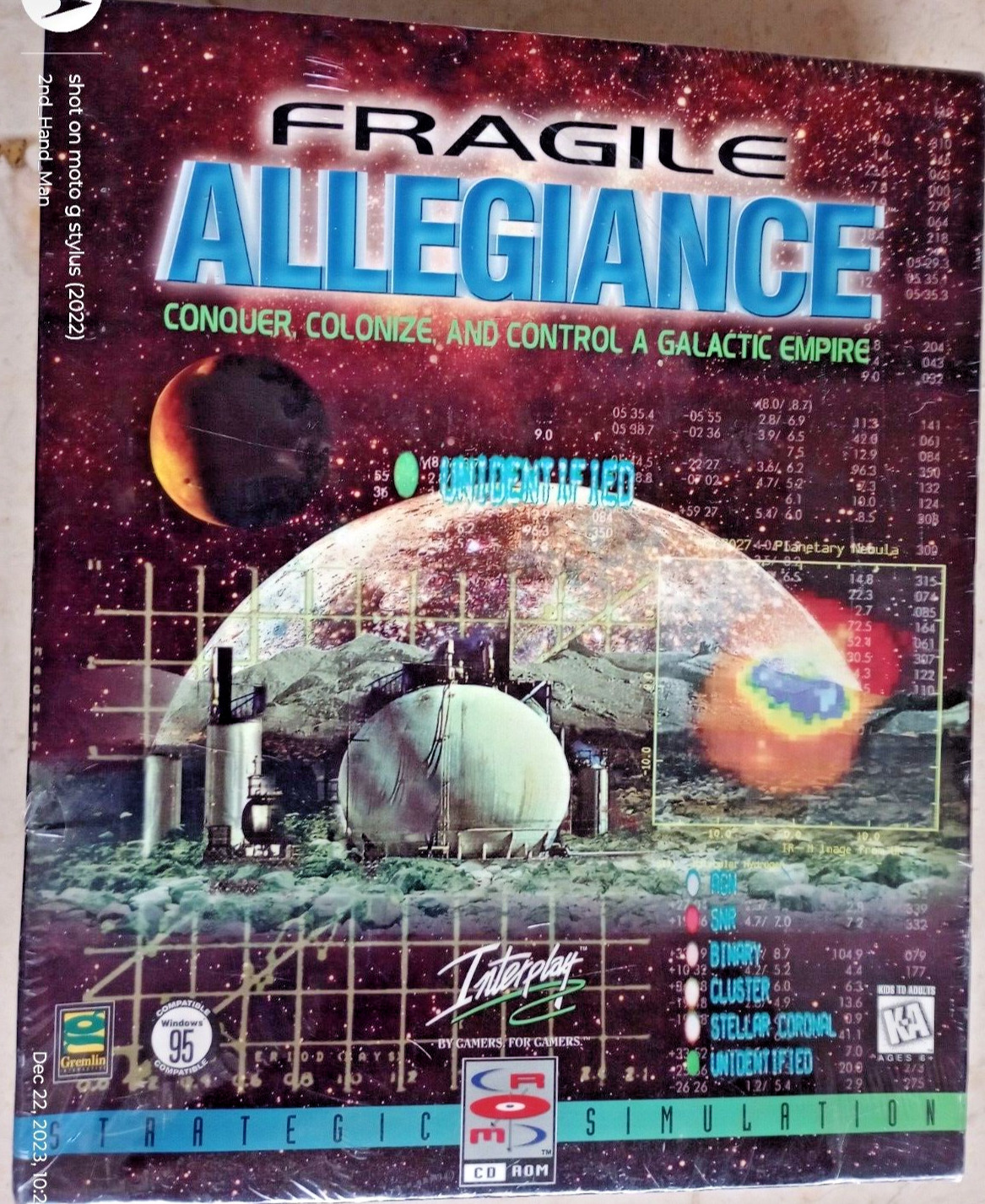NEW/SEALED 1996 INTERPLAY FRAGILE ALLEGIANCE CD ROM PC GAME DOS/WINDOWS 95