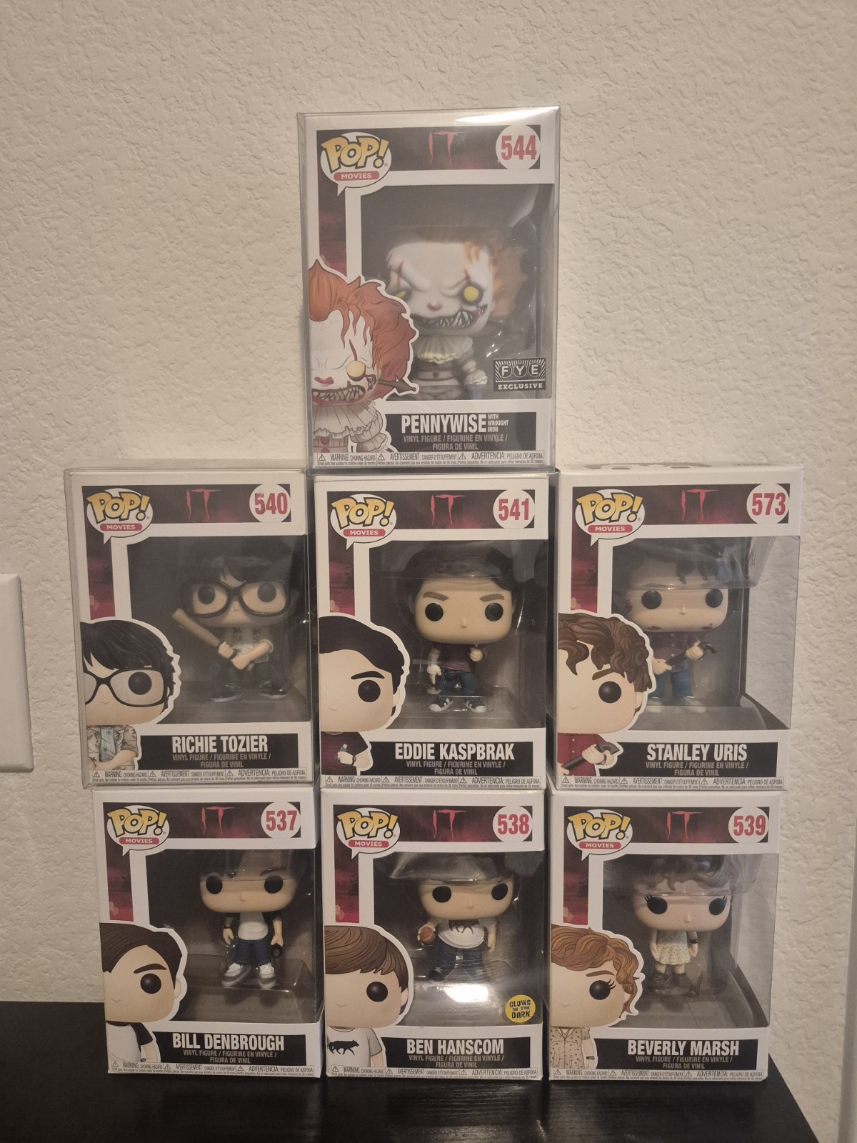 Funko Pop Movies IT Large Lot Of 7 'Losers Club' #540 #544 #541 #573 #537 #539