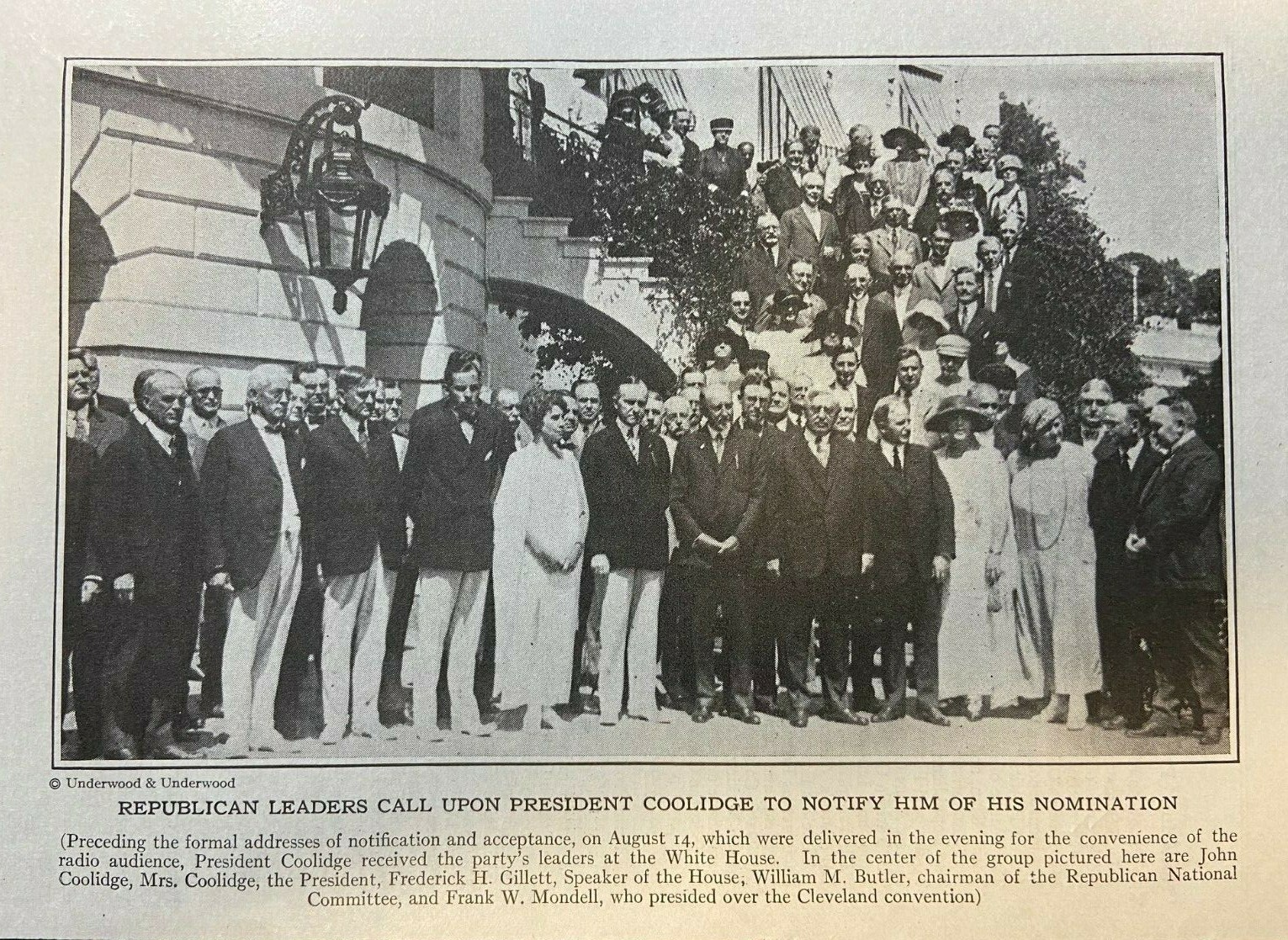 1924 Vintage Magazine Illustration Calvin Coolidge and Republican Leaders