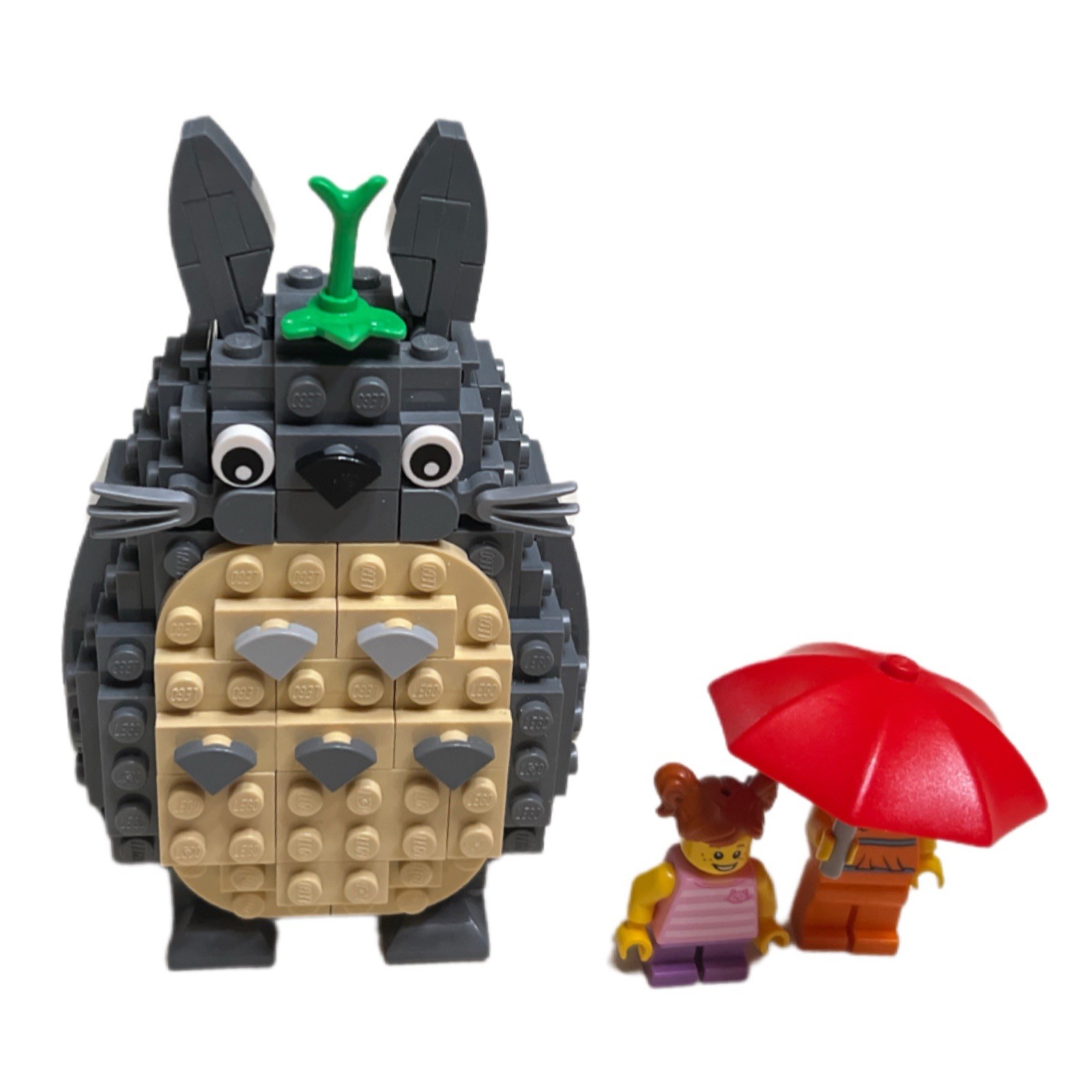 Genuine Lego Totoro 4 Inch Figure MOC with 2 Minifigures