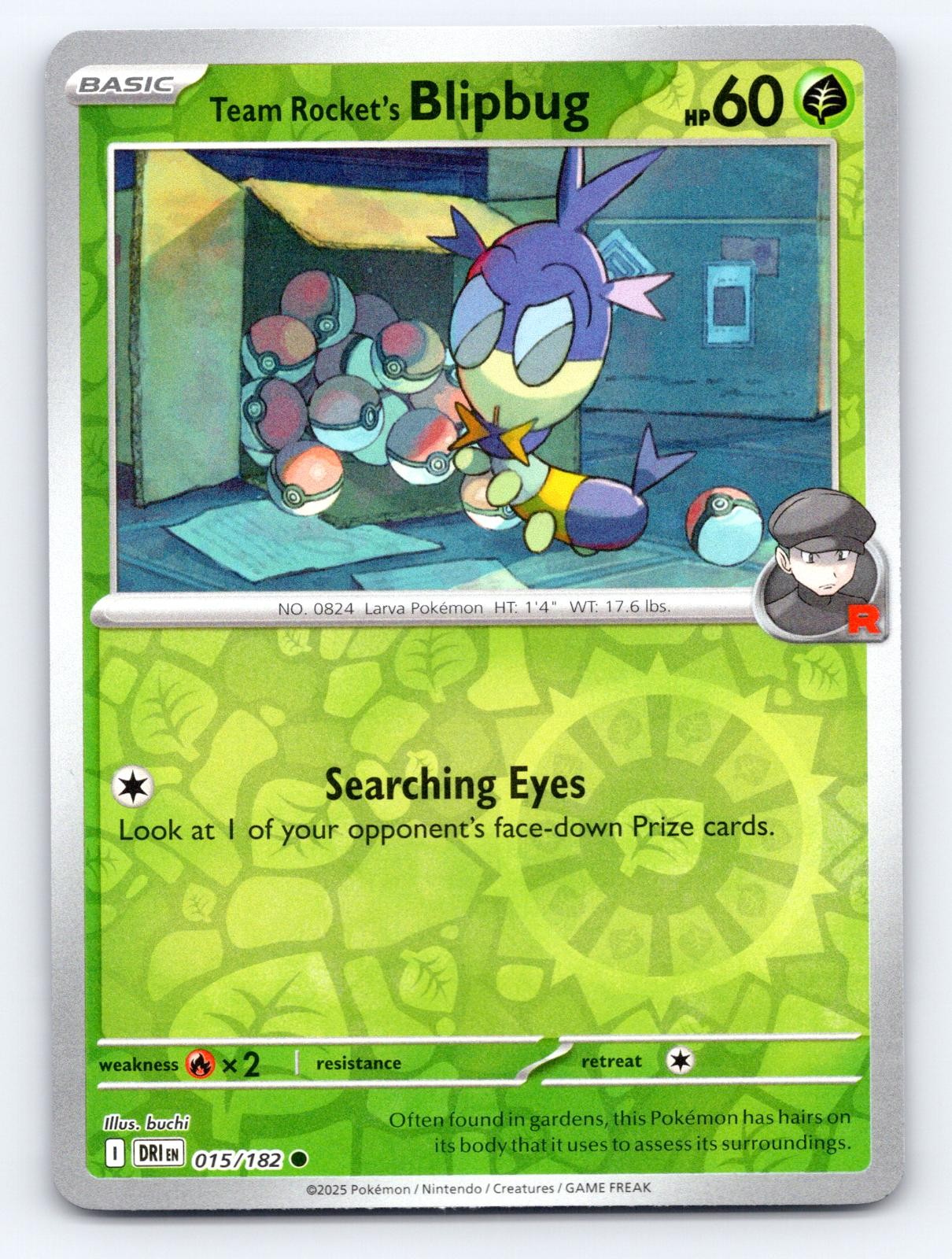 Team Rocket\'s Blipbug 015/182 Common Destined Rivals Pokemon Reverse Holo NM