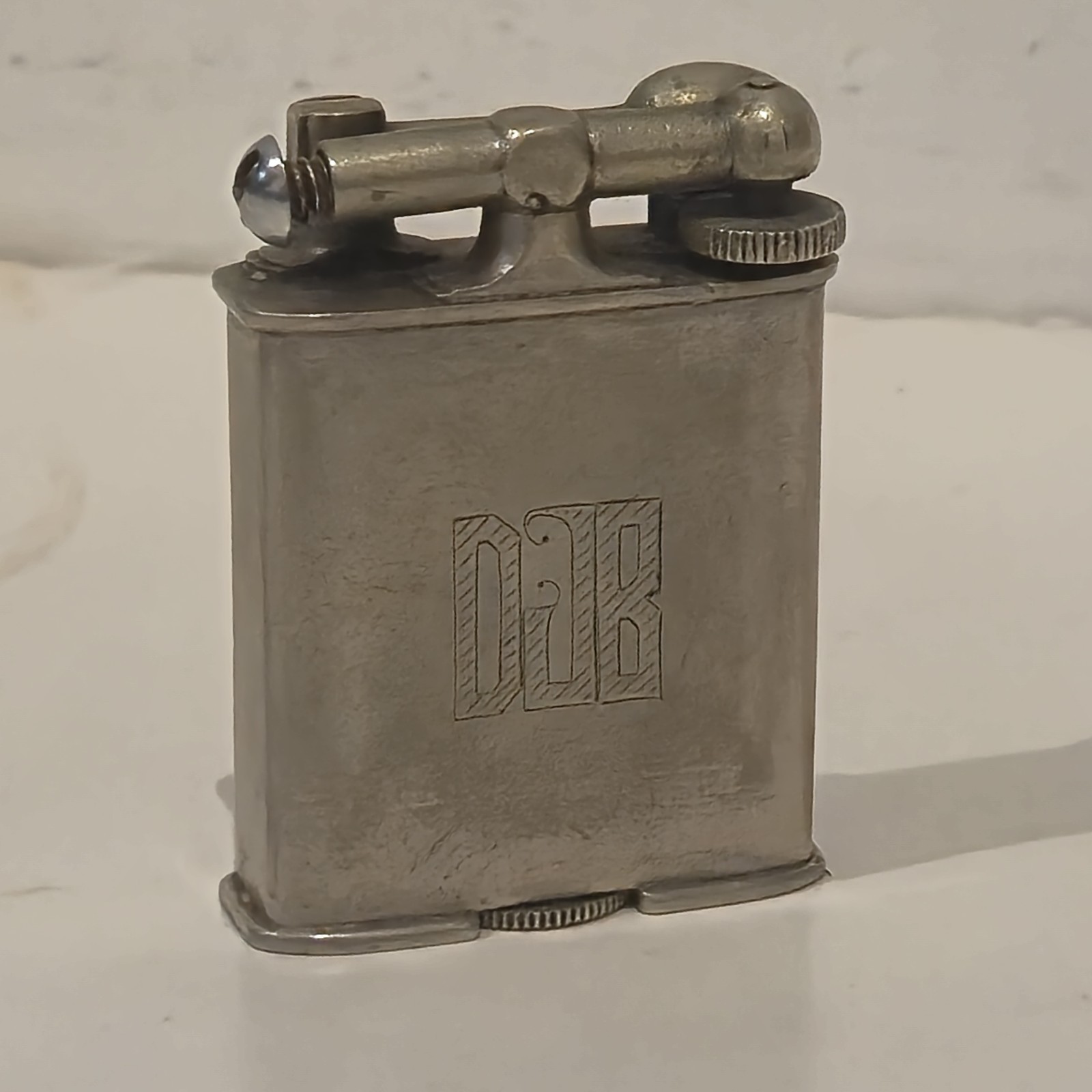 JULY 27 1926 1920s VTG ANTIQUE Clark Lift Arm Lighter Platinum Electro Plate DJB