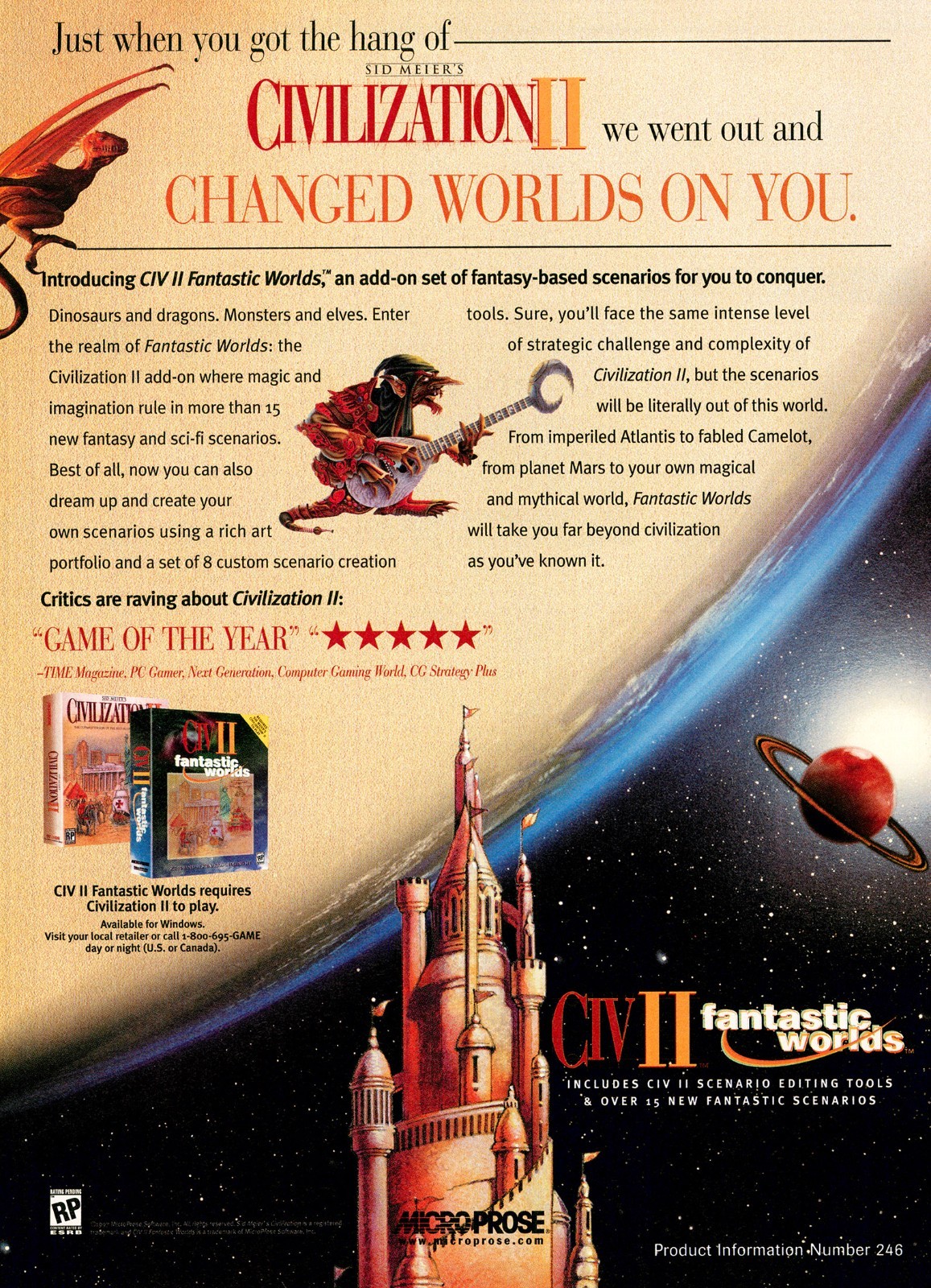 Civilization 2 II Fantastic Worlds PC Game Promo Ad Art Print Poster - Glossy