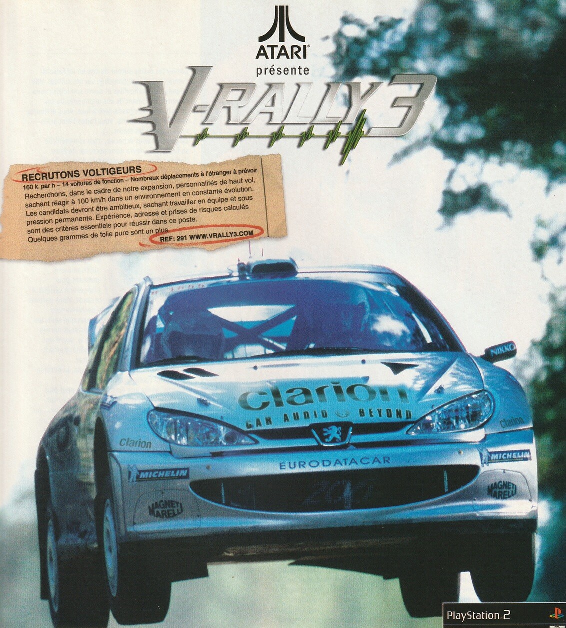 Vintage 2002 V-Rally 3 PS2 Original French Video Game Print Ad 22x30cm FHM 36