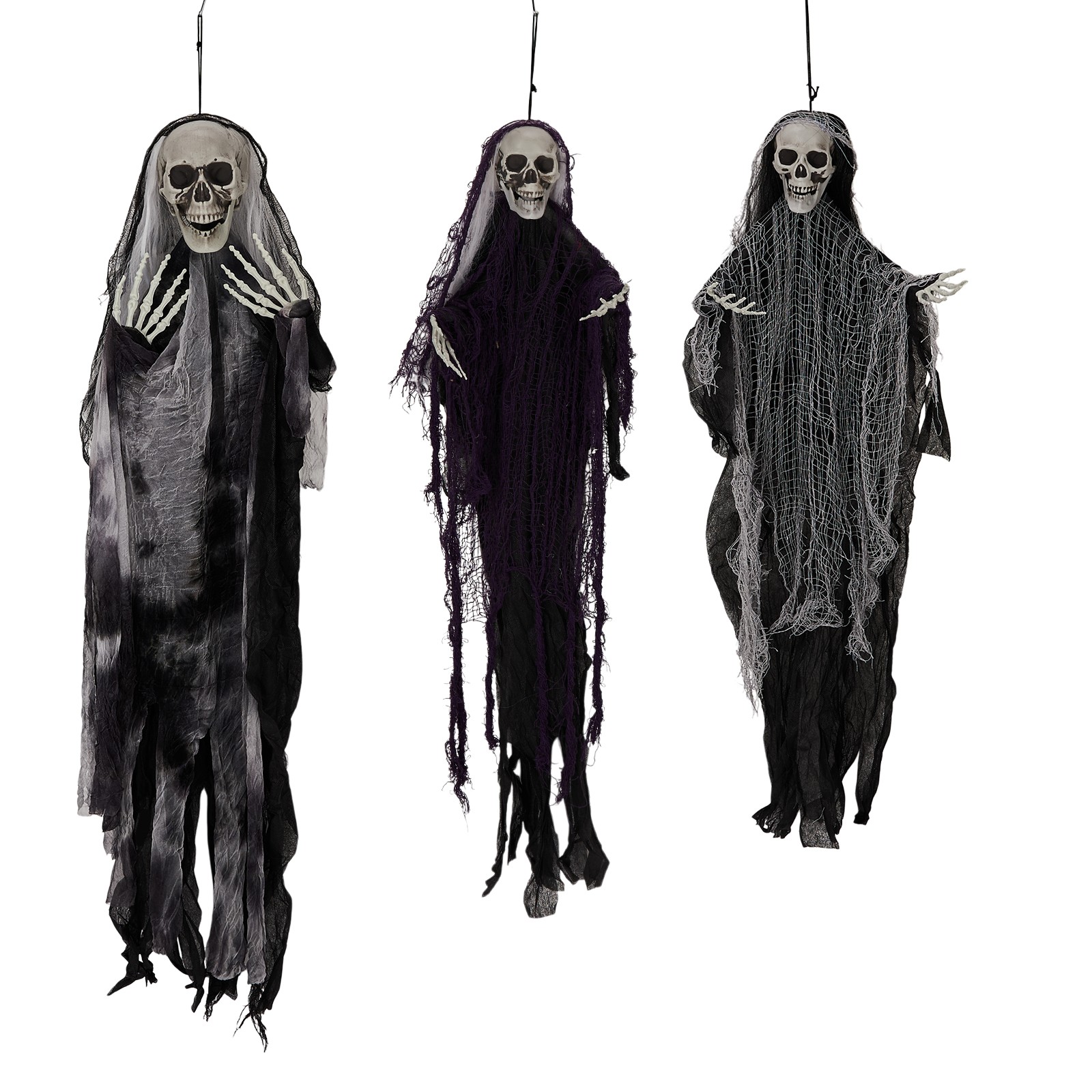 3 Pack Hanging Halloween Skeleton Ghosts Decorations, Grim Reapers  Halloween