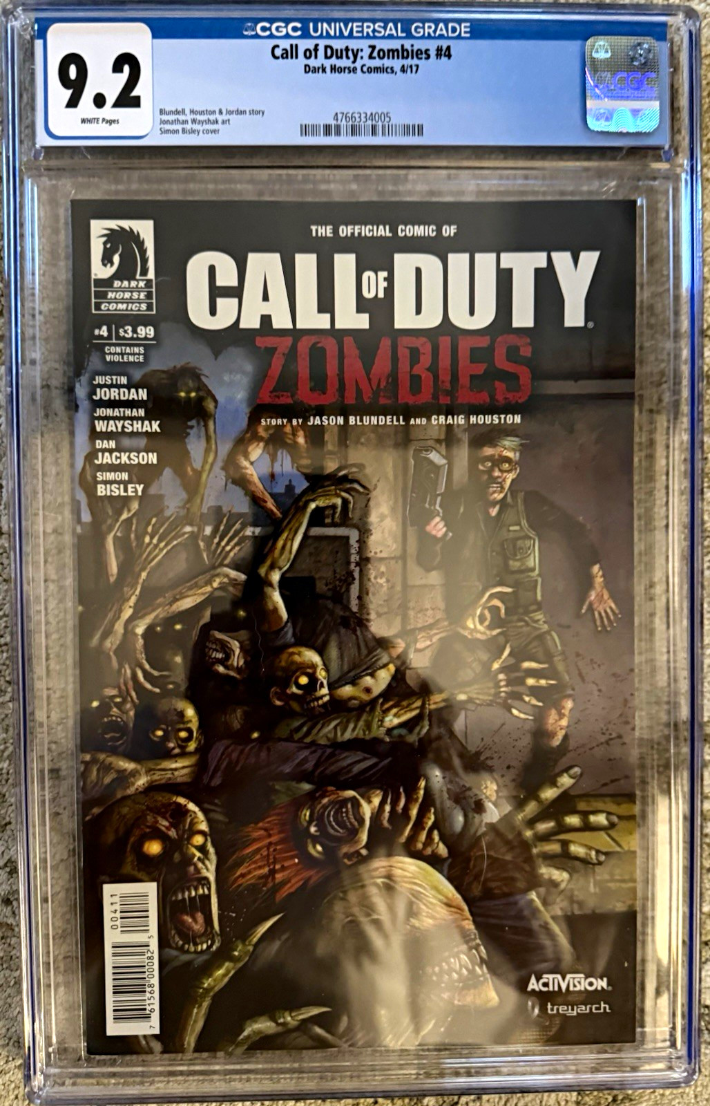 Call of Duty: Zombies #4 CGC 9.2 White Pages Dark Horse Comics 2017 Universal