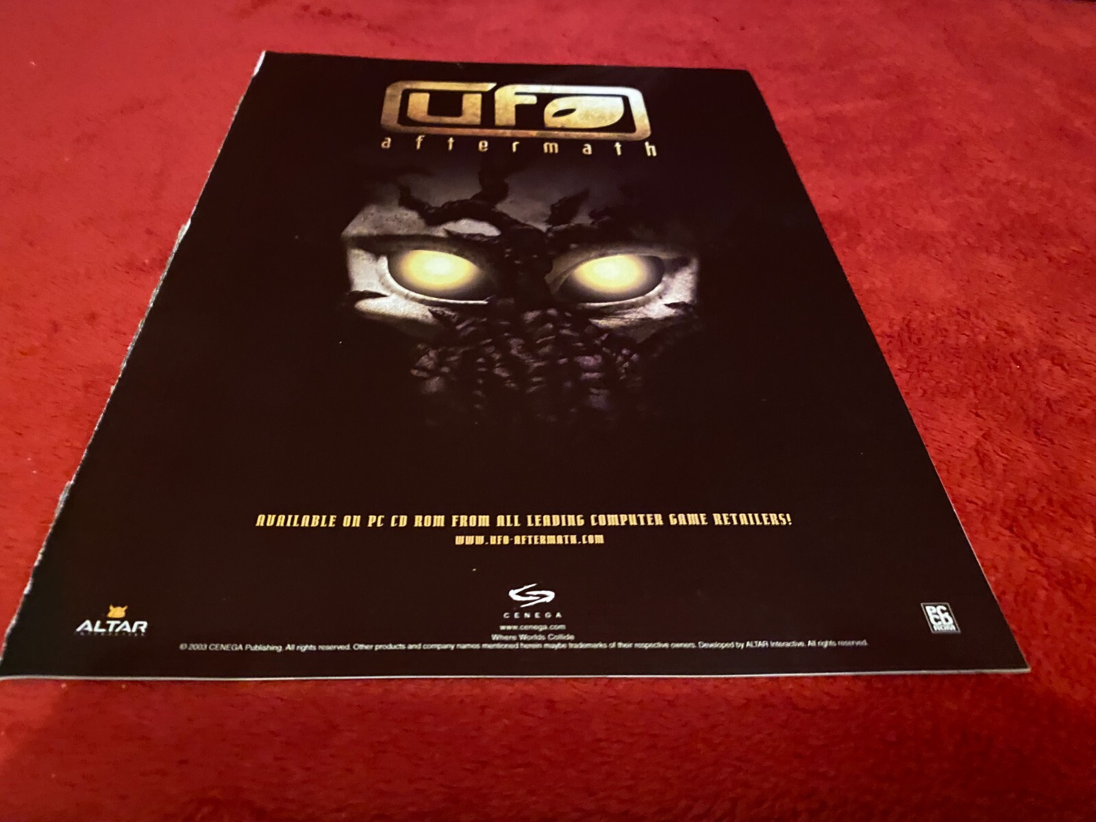 PADA8 ADVERT 11X9 UFO : AFTERMATH GAME PC CD ROM