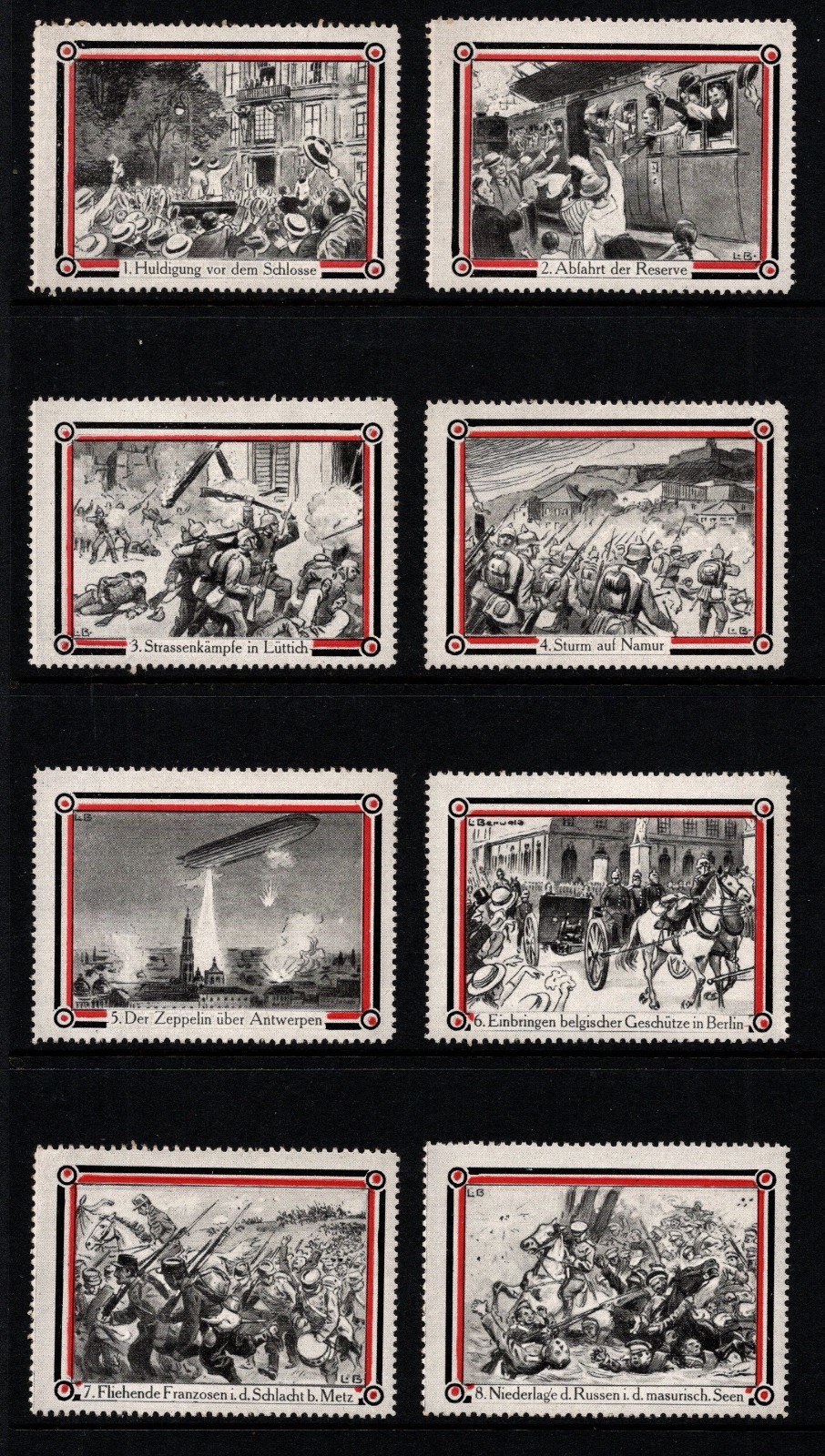 The Great War - A  Scarce Set of 24 WWI German Military Labels (Berwald Design}