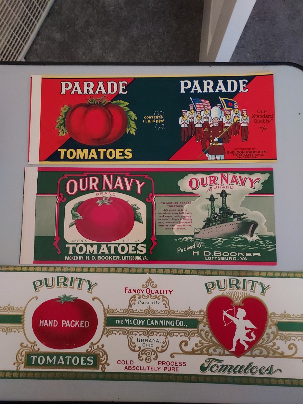 Set Of 5 Vintage Tomato Can Labels