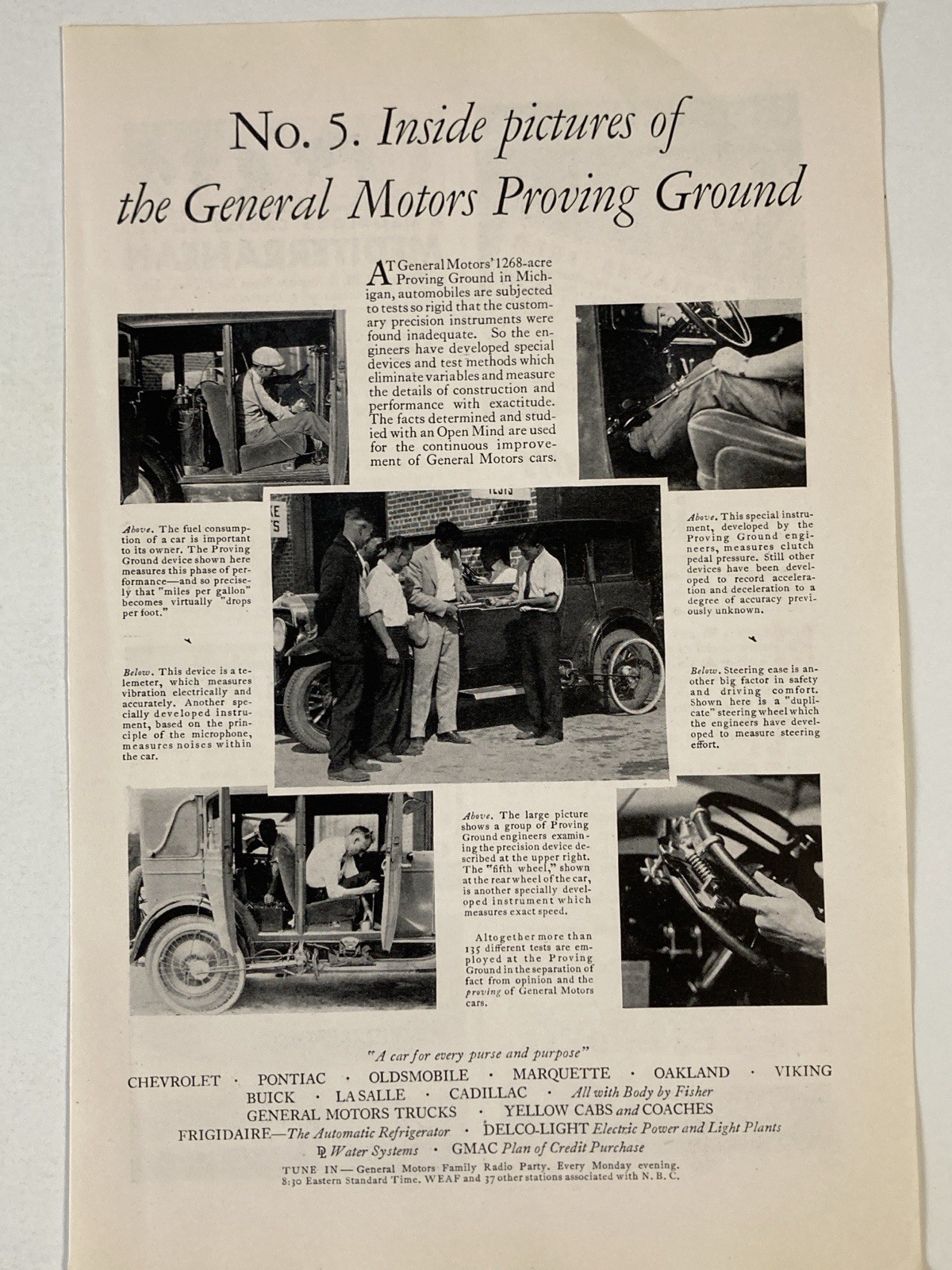 1929 GM General Motors Proving Grounds Print Ad Pontiac Buick Chevrolet Viking