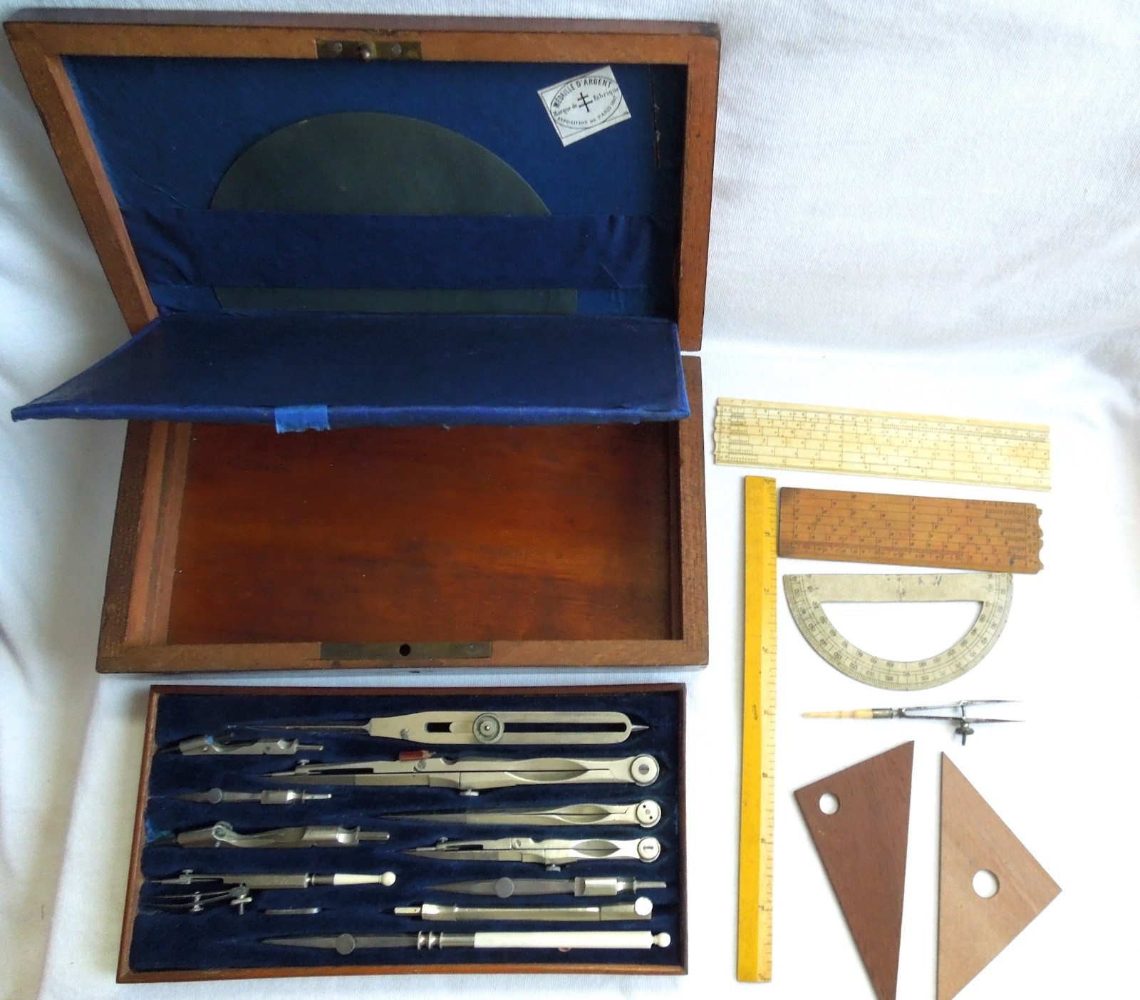 Vintage Antique DRAFTING SET *Drawing Tools* Paris Exposition 1867* 
