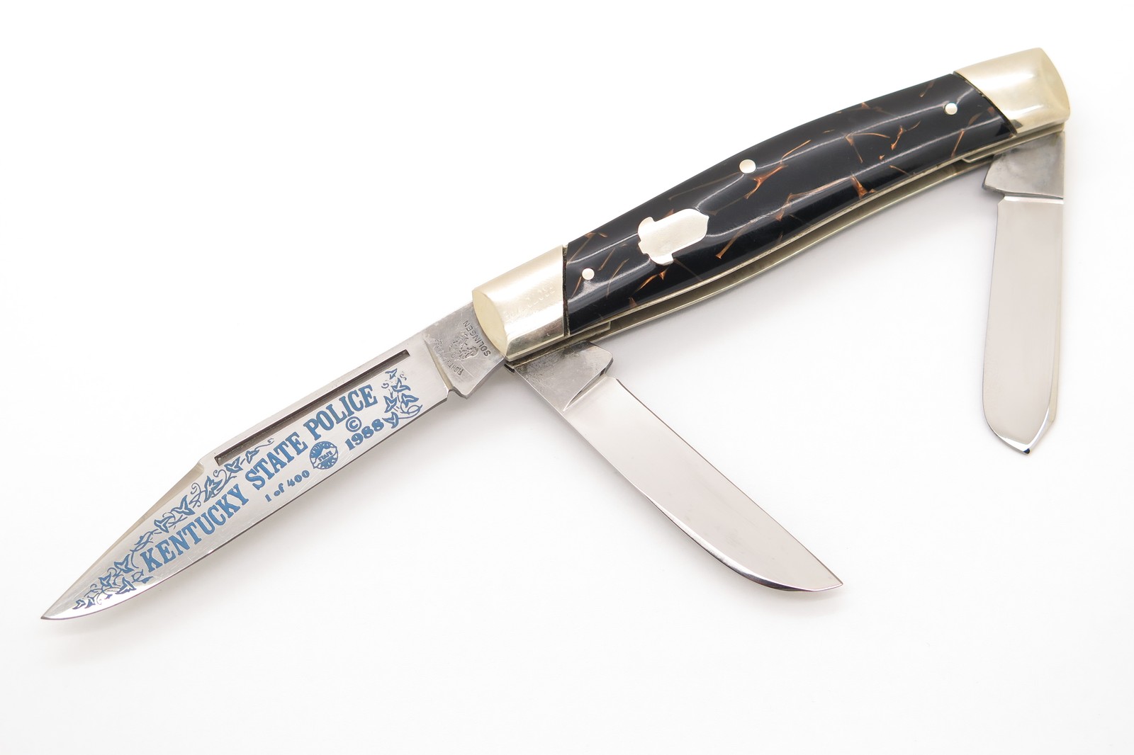 Vtg Police Prototype Fight'n Rooster Frank Buster Germany Folding Stockman Knife