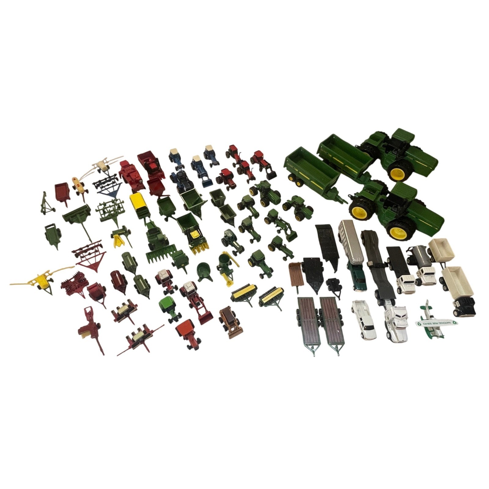 Huge  ERTL John Deere Case IH Ford Farm Toy Lot Tractors Trailers 75 Pieces READ