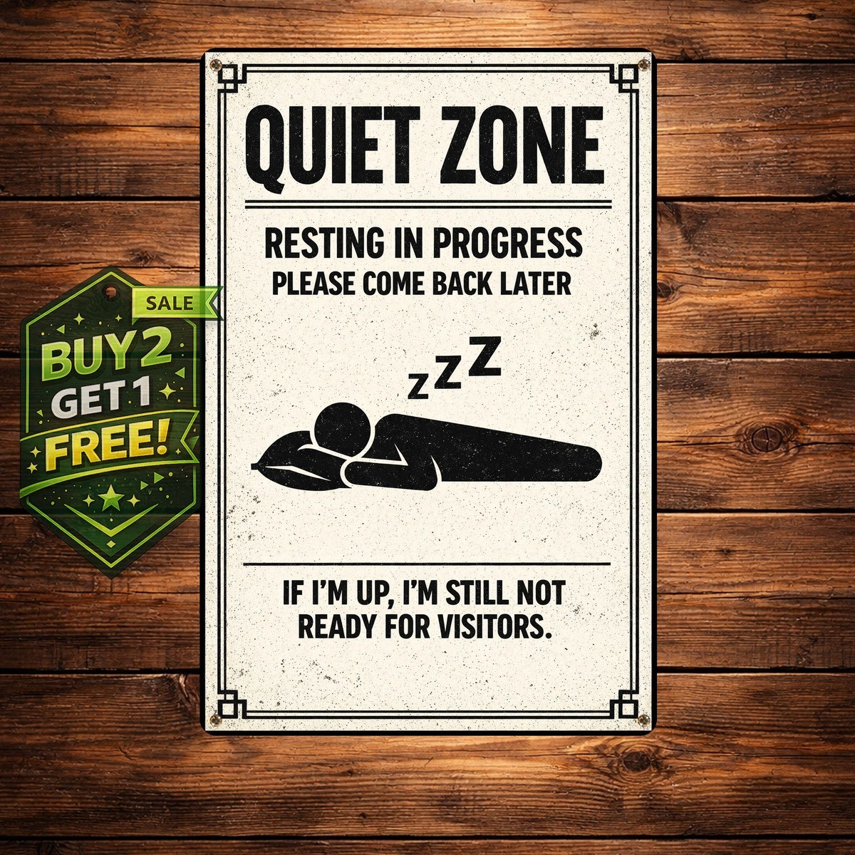 Funny Sleeping Do Not Disturb Home Office Sign 8x12 Metal Tin Wall Plaque