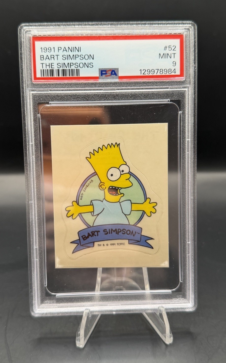 1991 Panini Sticker Bart Simpson #52 PSA 9
