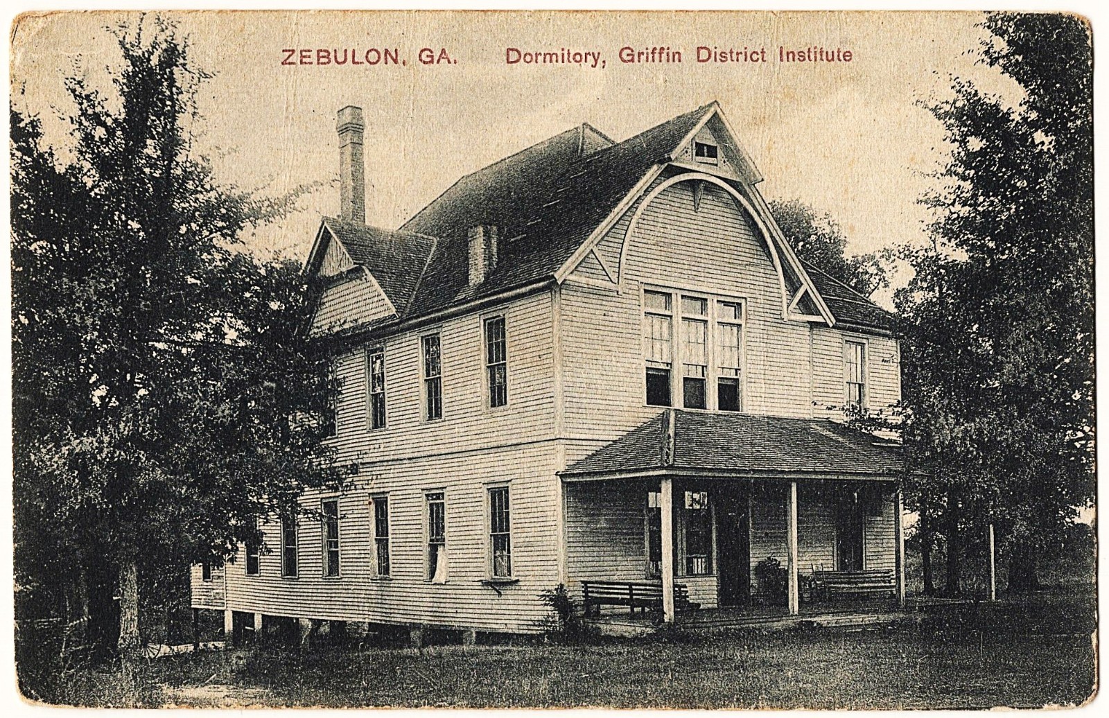 Zebulon GA - Dormitory Griffin District Institute mailed antique postcard