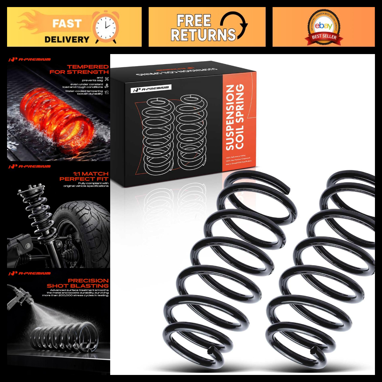 A-Premium 2-Pack Rear Suspension Coil Spring Set Compatible with Honda