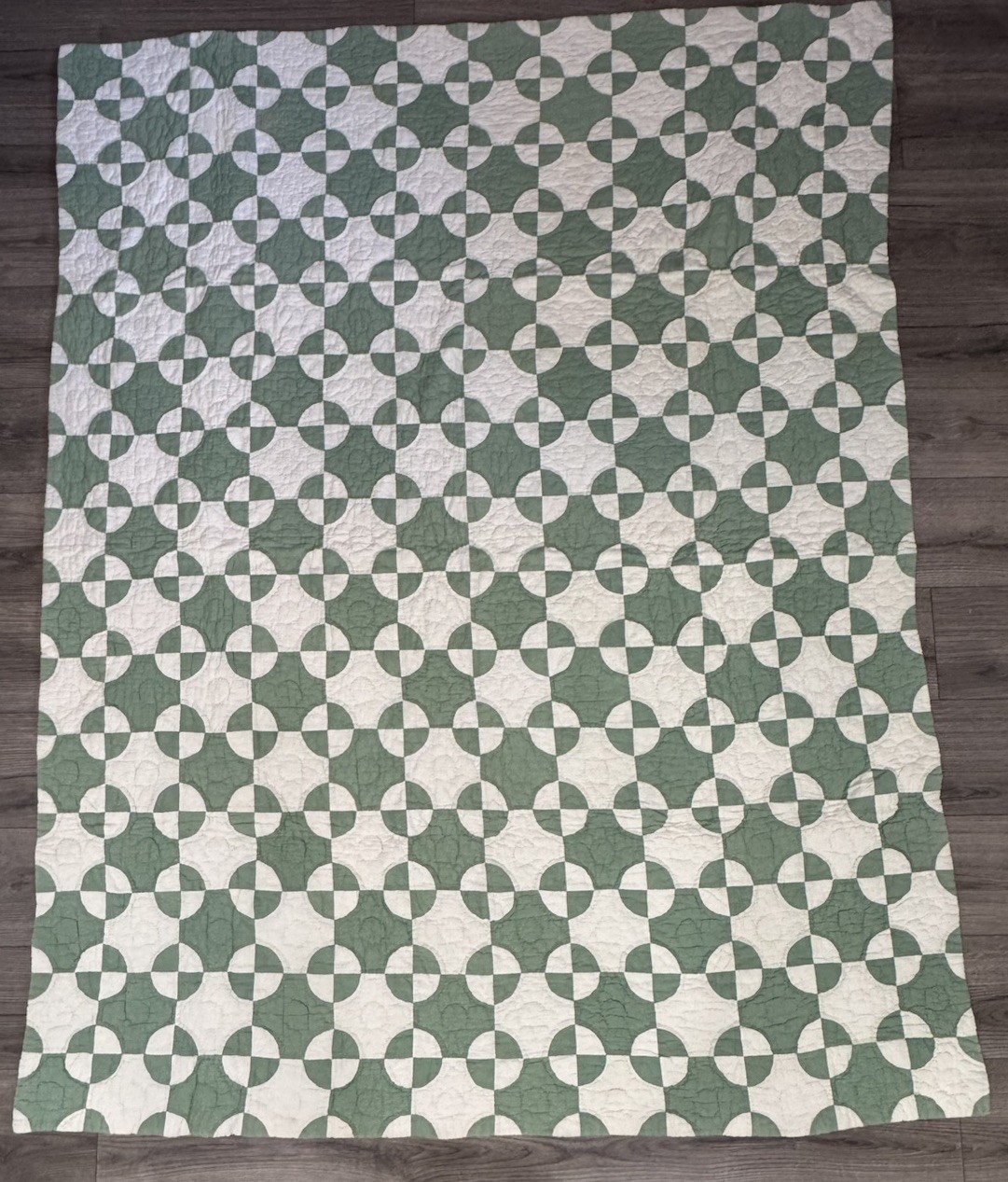 Vintage Handmade Quilt Robbing Peter to Pay Paul Blue White 61”x76”