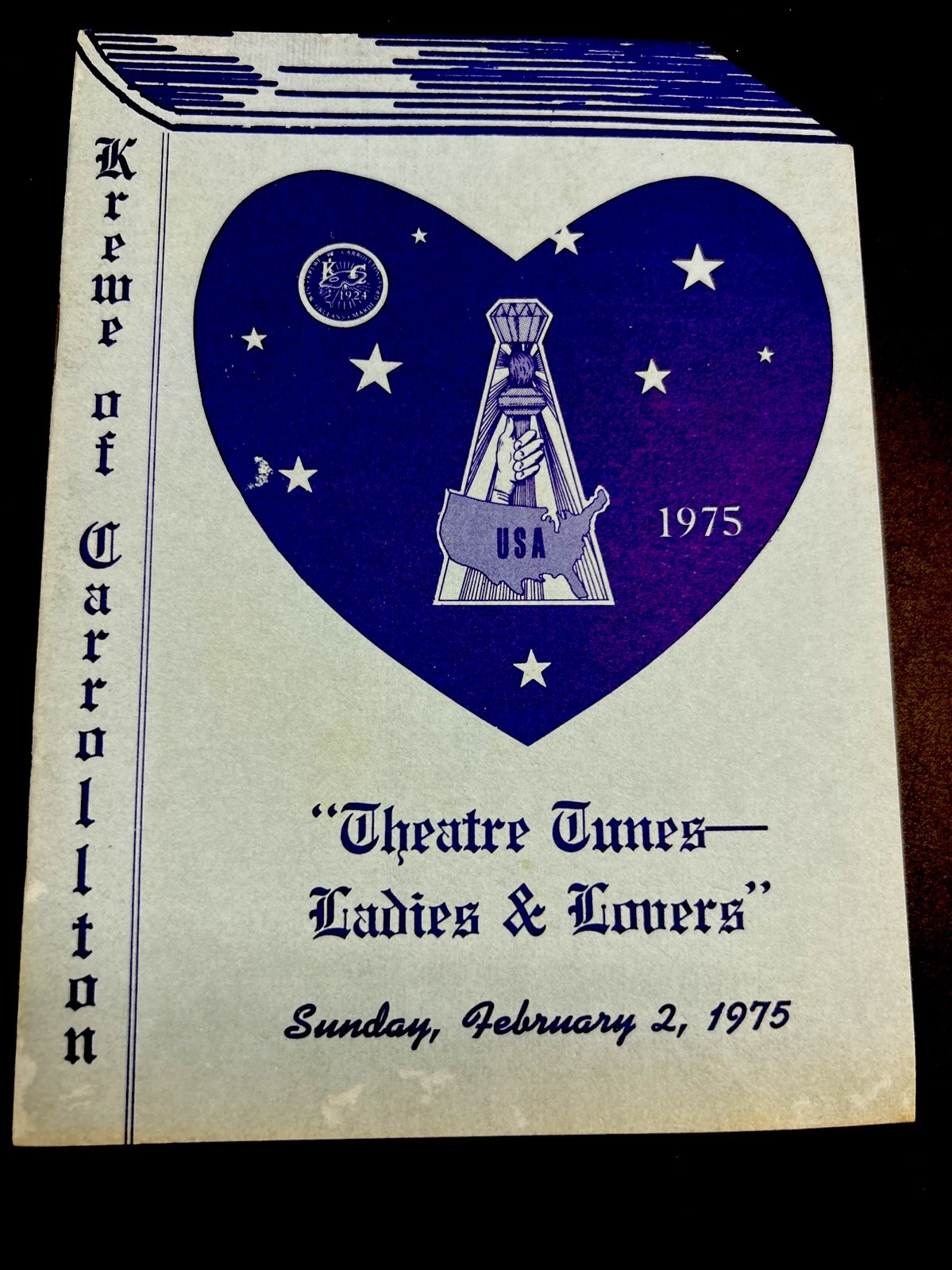 1975 Krewe of Carrollton Ball Program New Orleans Mardi Gras Rex Comus Proteus