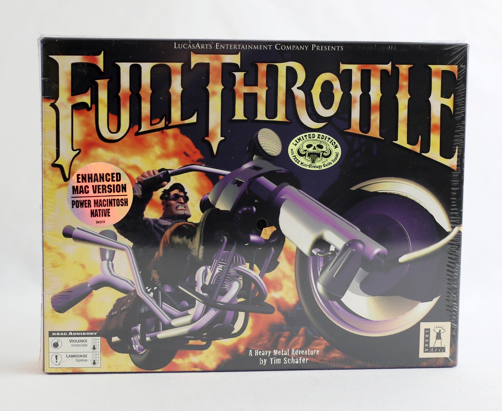 SEALED LucasArts Full Throttle 1995 Enhanced MAC Big Box PC
