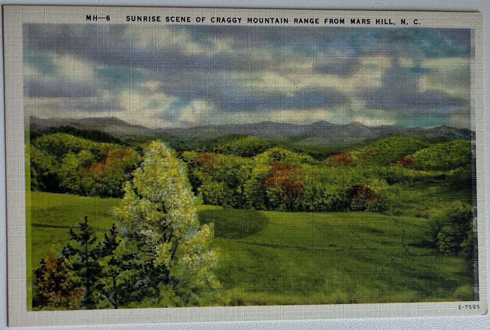 Vintage Postcard - Sunrise Scene of Craggy Mountain Range From Mars Hill, N.C.