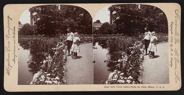 Photo:St Paul Minn Como Park Lily Pond Children 1899 Stereo View