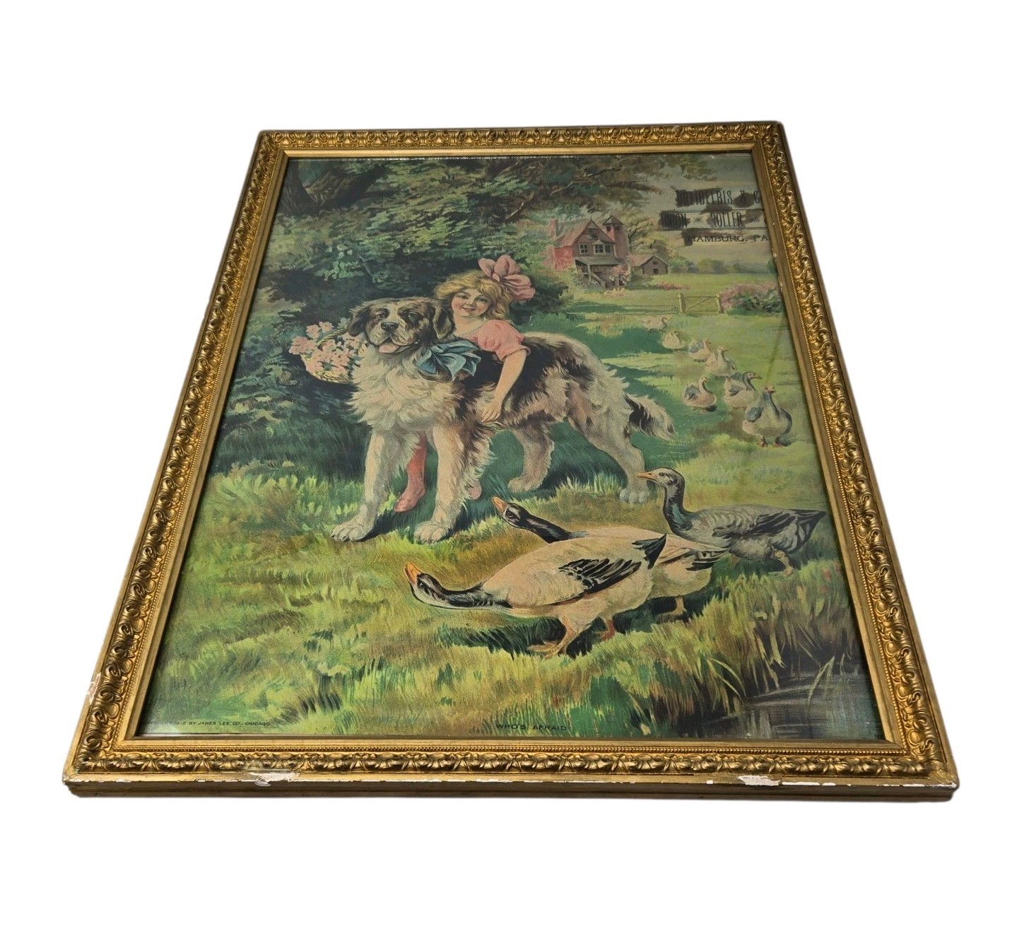 Antique 1912 Dreibelbis Farms Advertisement Hamburg Pa Framed 22x16.5 RARE