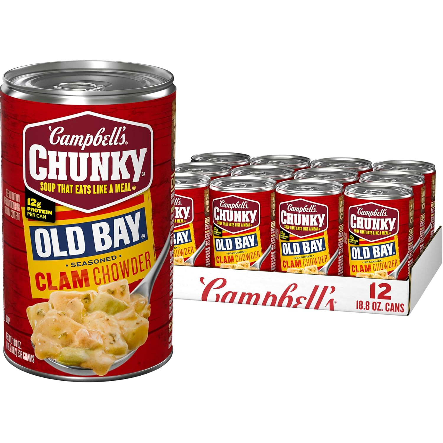 Campbell'S Chunky Soup, OLD BAY Seasoned Clam Chowder, 18.8 Oz Can (Case of 12)