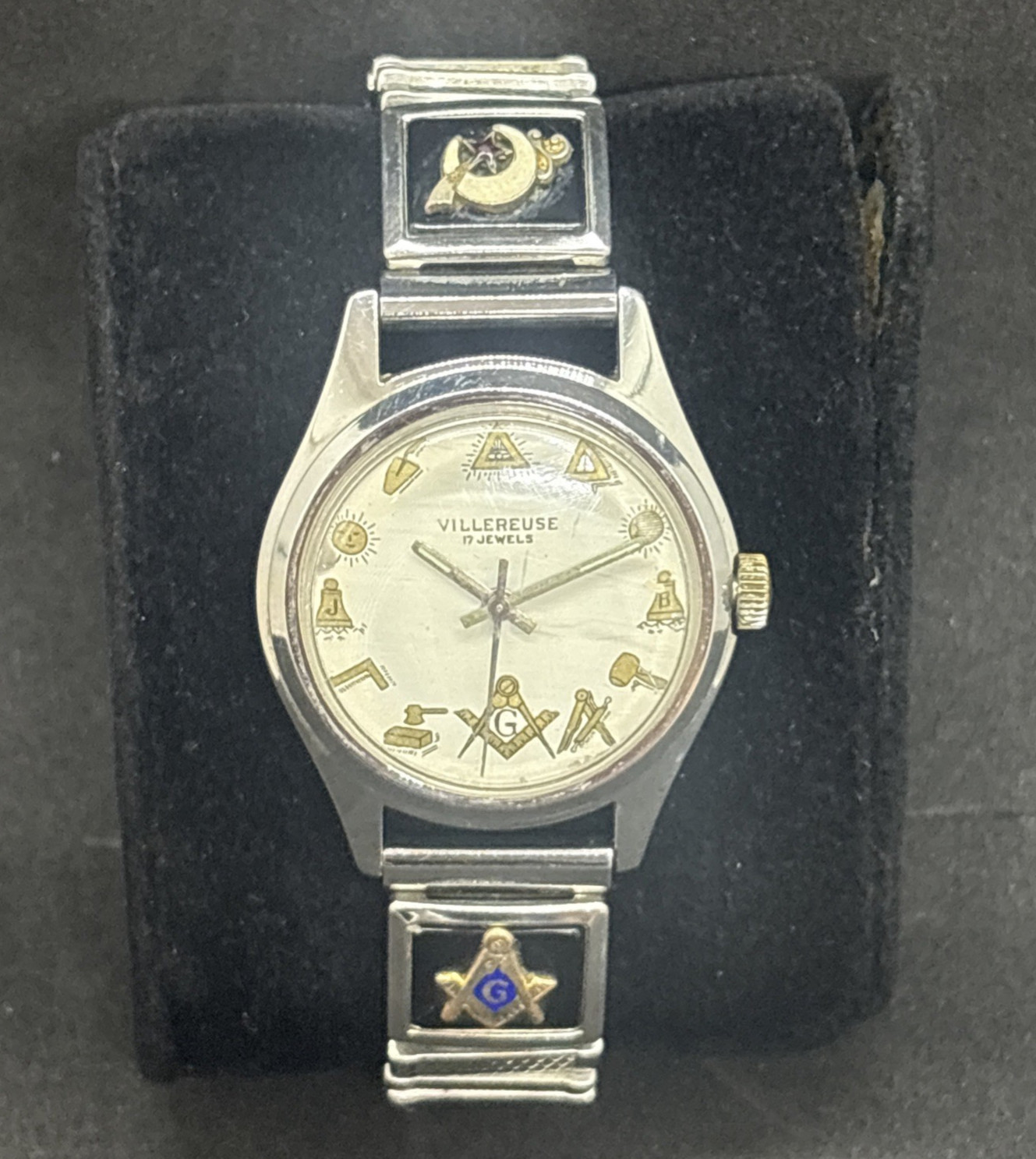 Vintage Villereuse 32mm Masonic Freemason Mechanical Wristwatch 1318