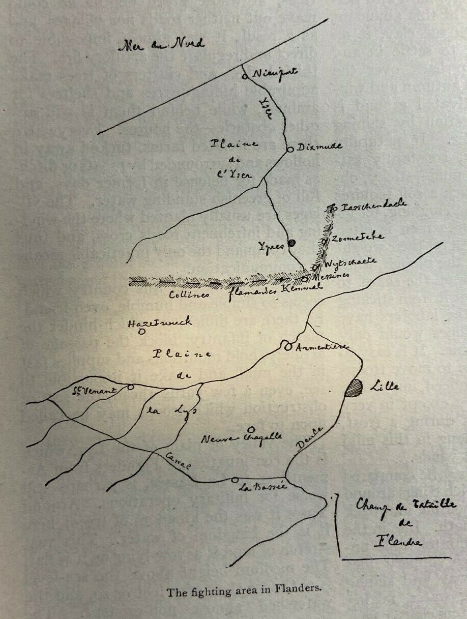 1917 World War I English Fighting Ground in France & Flanders illustrated