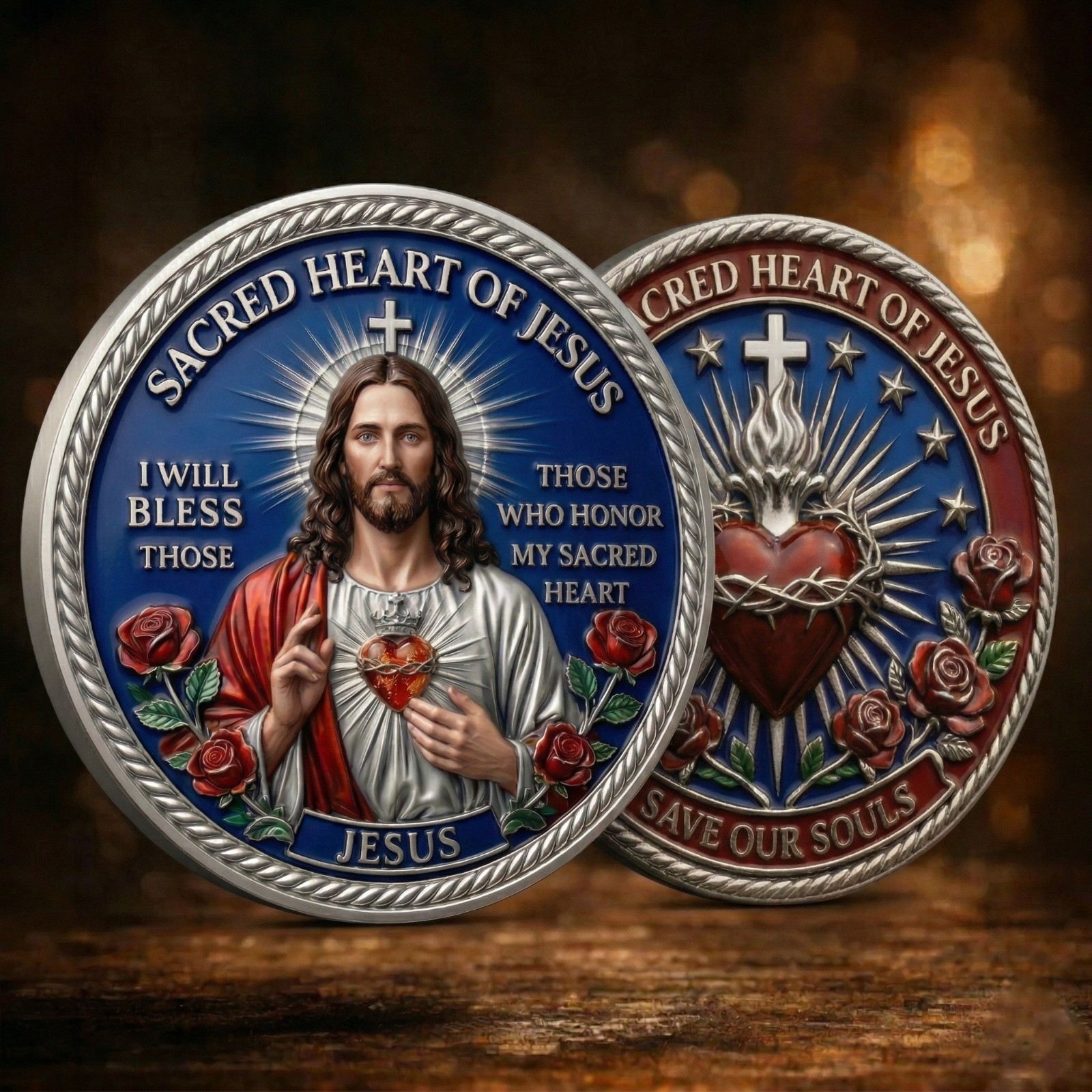 Sacred Heart of Jesus Challenge Coin Catholic Christian Religious Gift