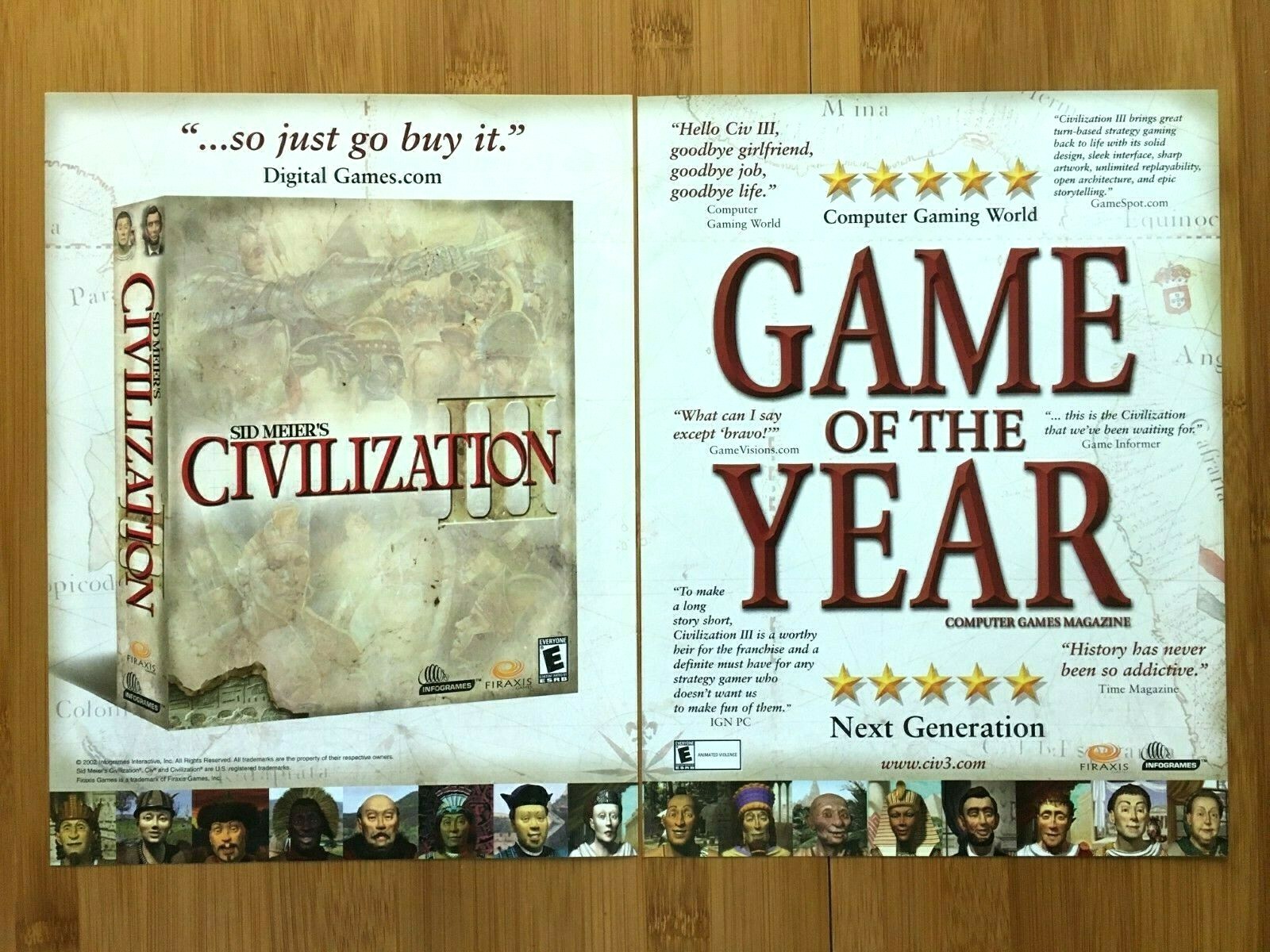 Sid Meier's Civilization III 3 PC 2001 Video Game Print Ad/Poster Official Art