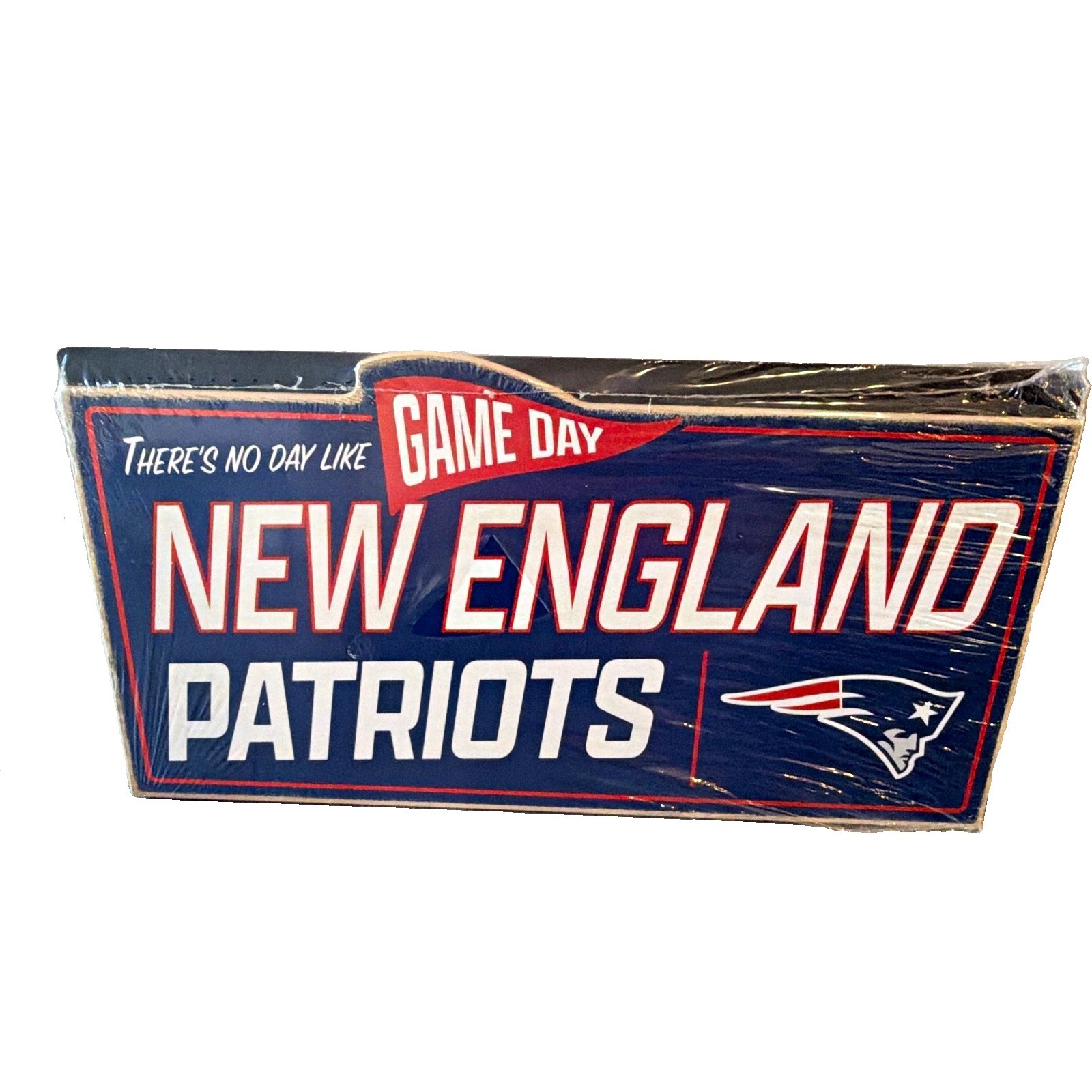 NFL New England Patriots Game Day Blue Red White Wood Wall Sign Plaque
