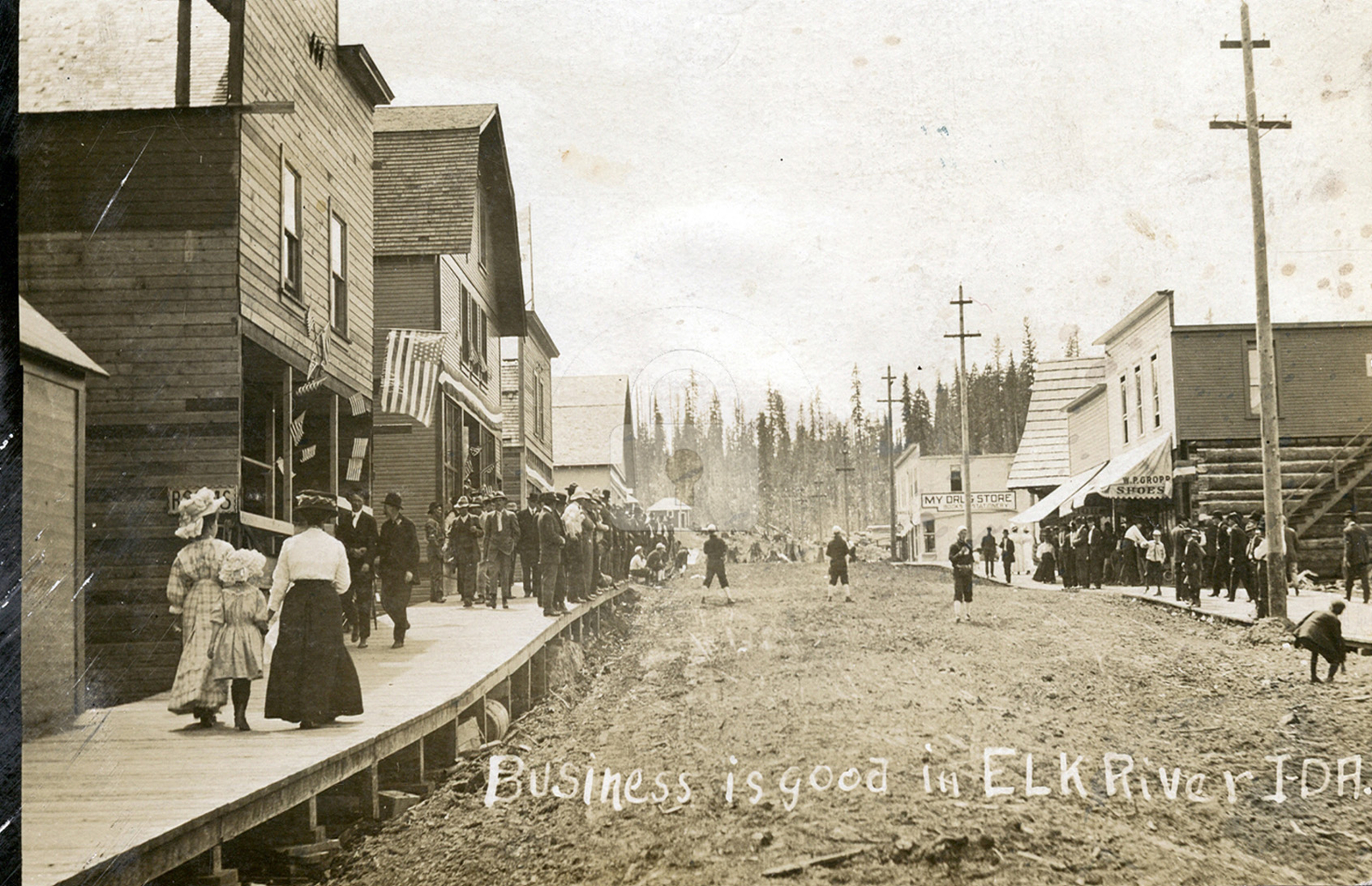 Business Is Good c.1912 Elk River ID Idaho RPPC Photo Postcard COPY