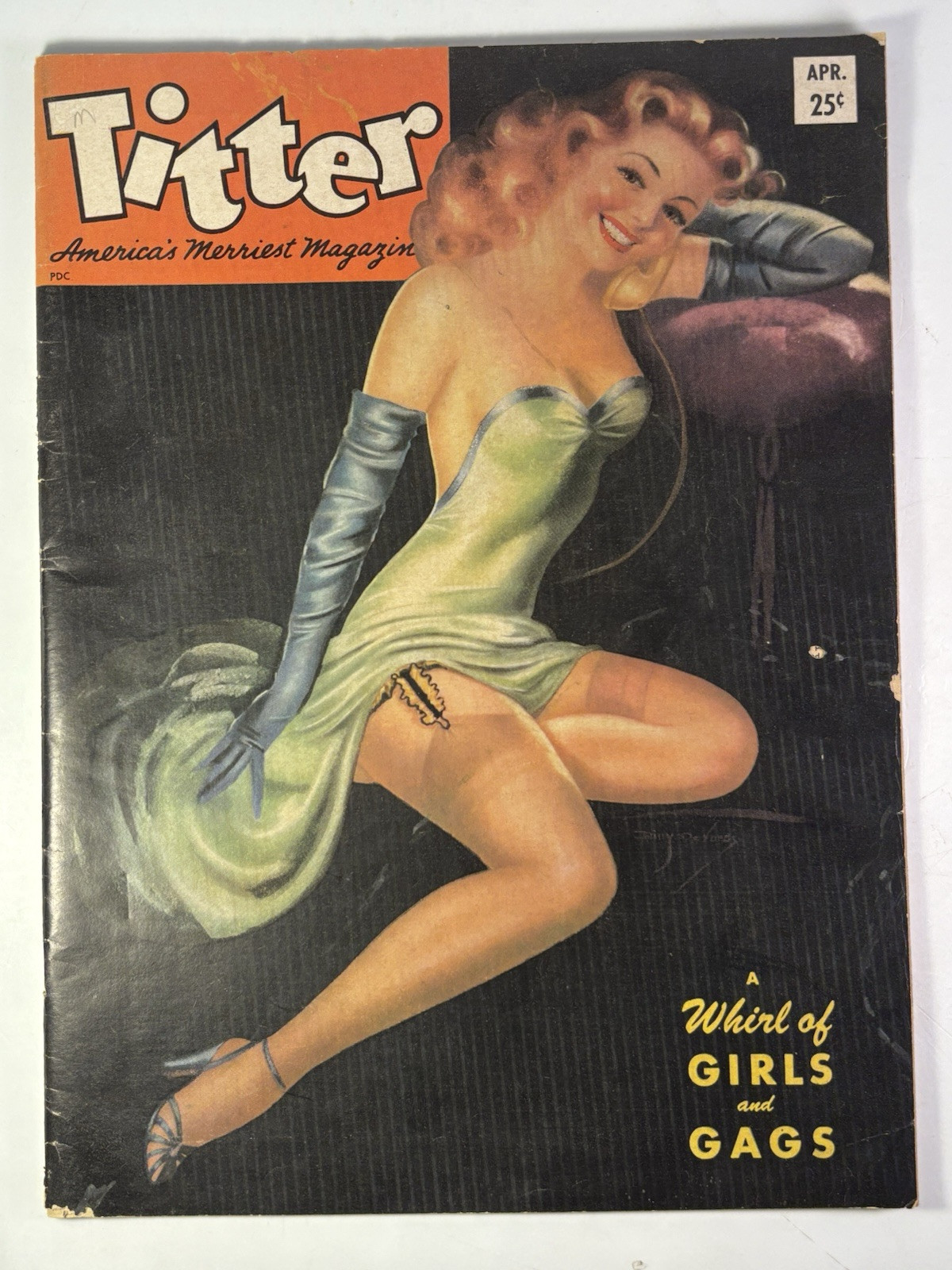 RARE TITTER MAGAZINE VOULME 10 NO. 5 APRIL 1954 A WHIRL OF GIRLS AND GAGS VTG US