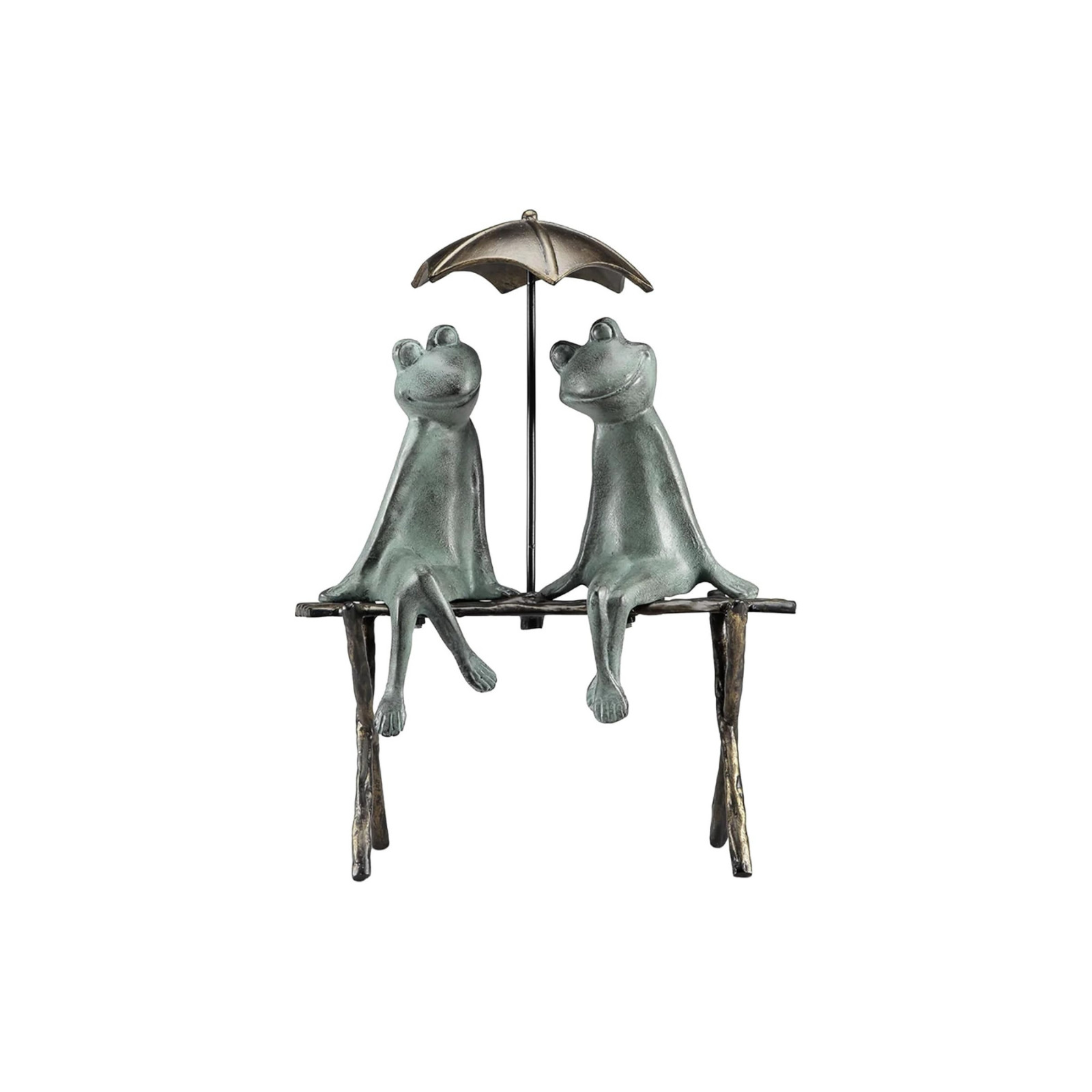 SPI Home Cast Aluminum Frog Lovers Garden Sculpture 18 Inches High, Green