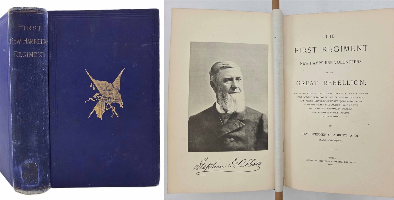 1893 antique FIRST NEW HAMPSHIRE CIVIL WAR REGIMENT history ROSTER MAP PORTRAITS