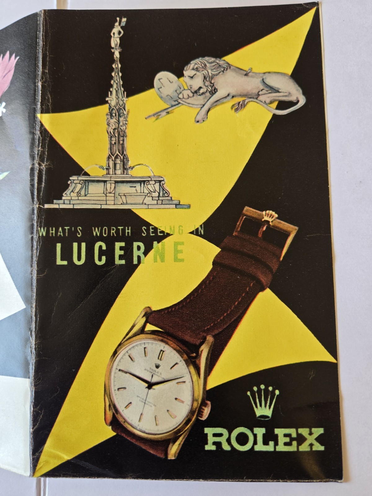 Lucerne Switzerland Rolex Bucherer Watches Ads Brochure Map 1950's