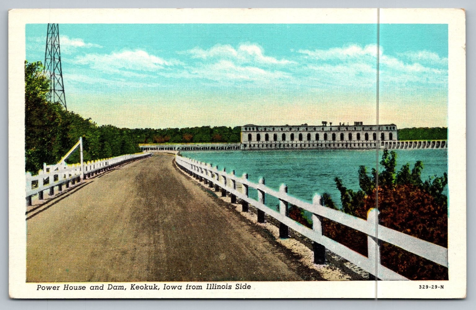 Vintage Power House and Dam Keokuk Iowa Postcard by C.H. Rollins