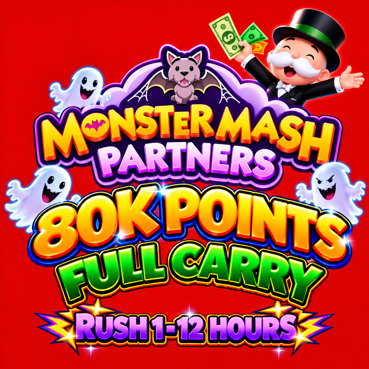 Monopoly Go Monster Mash Partners Event | Full Carry Service - Rush 12-24 Hours