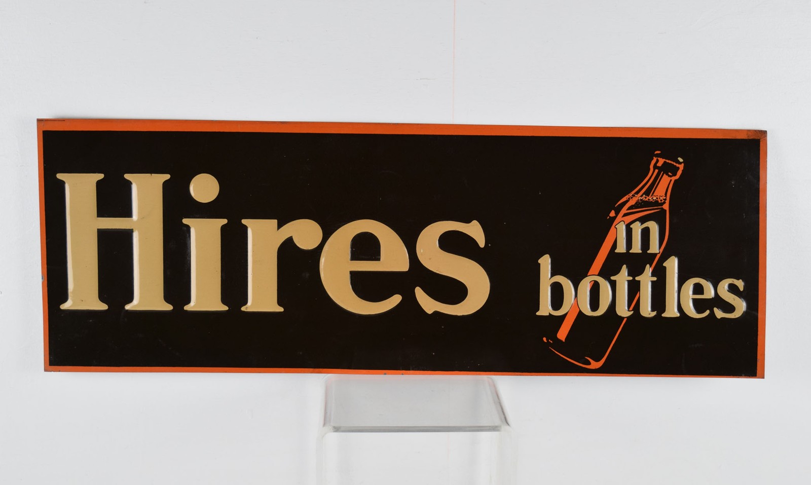 Hires In Bottles Embossed Tin Tacker Sign 1920\'s Era - 27.5 Inches Long 9.5 Tall