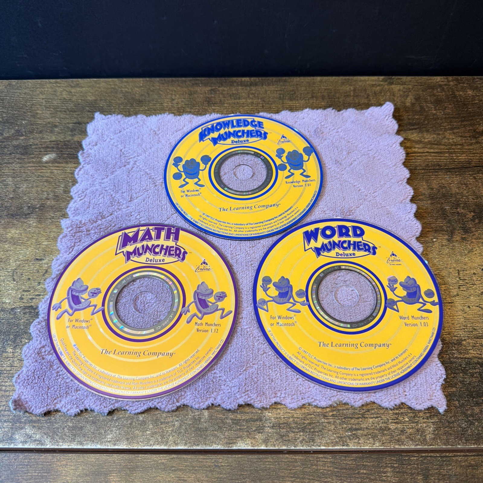 Lot of 3 TLC AOL Games Knowledge Math Word Munchers Deluxe PC Windows Macintosh