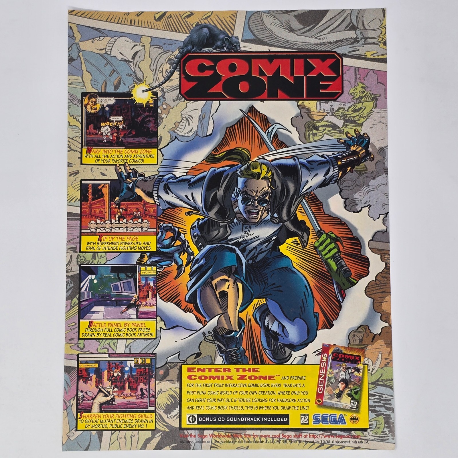 Comix Zone Sega Genesis Panel by Panel Print Ad/Poster Promo Art