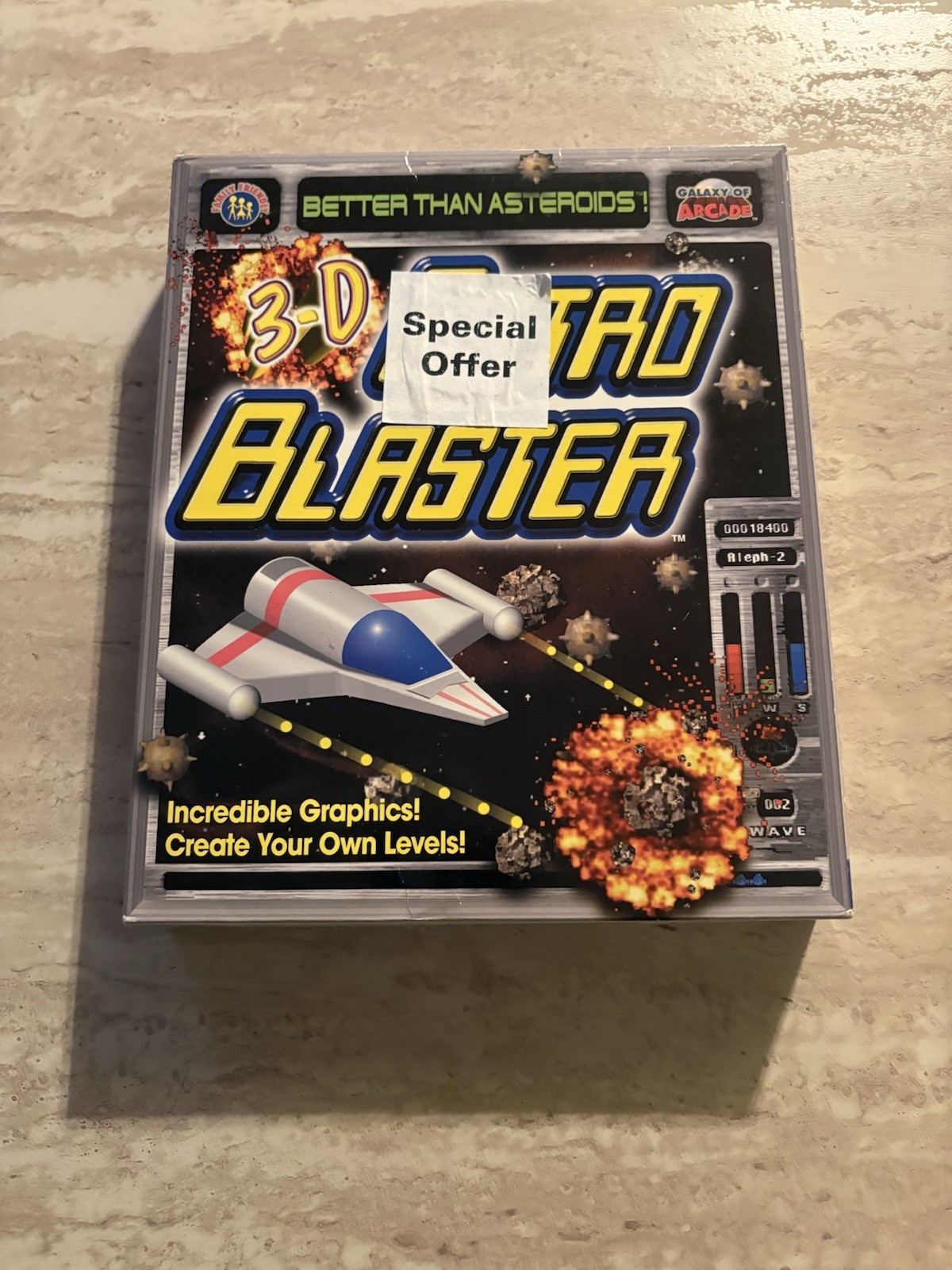3-D Astro Blaster Galaxy Of Arcade PC Game Big Box New Rare