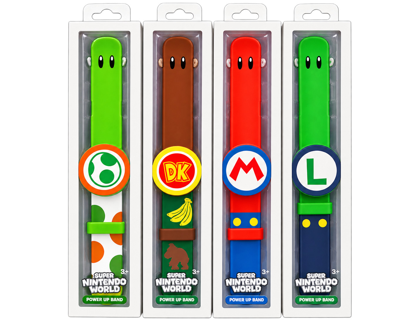 Super Nintendo World Power-Up Band Lot of 4 Mario Luigi Yoshi Donkey Kong