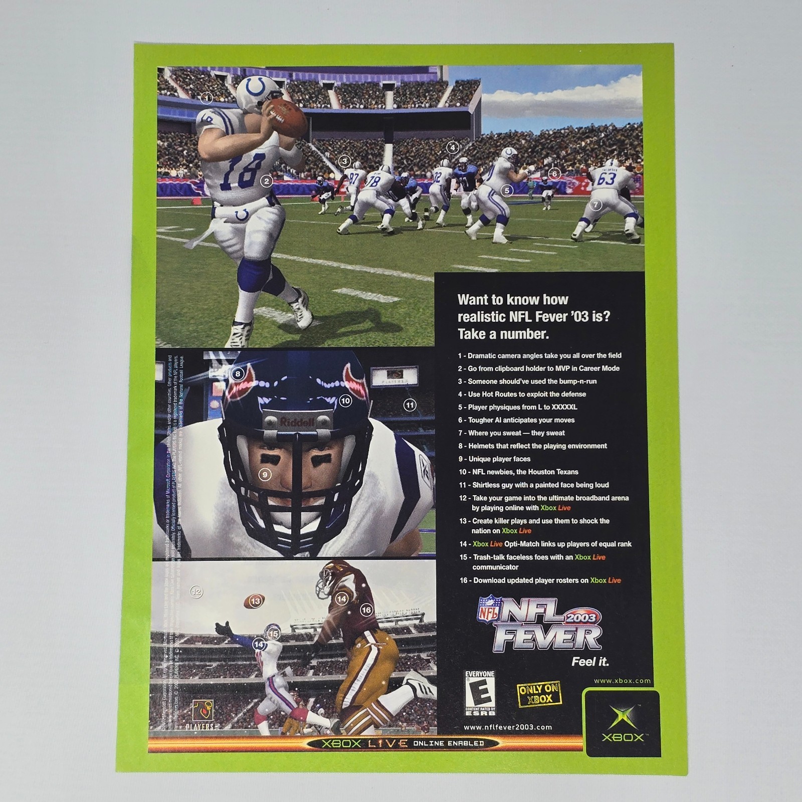NFL Fever 2003 Xbox Take a Number Print Ad/Poster Promo Art