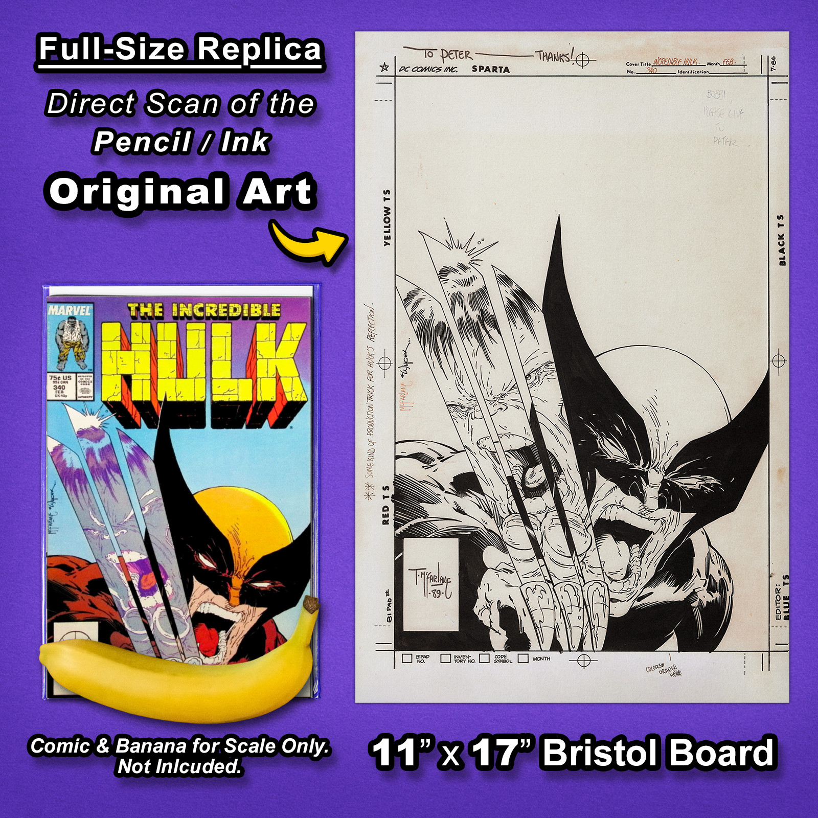 INCREDIBLE HULK #340 Iconic Cover Art 🔥 TODD McFARLANE Replica Original Art 🔥